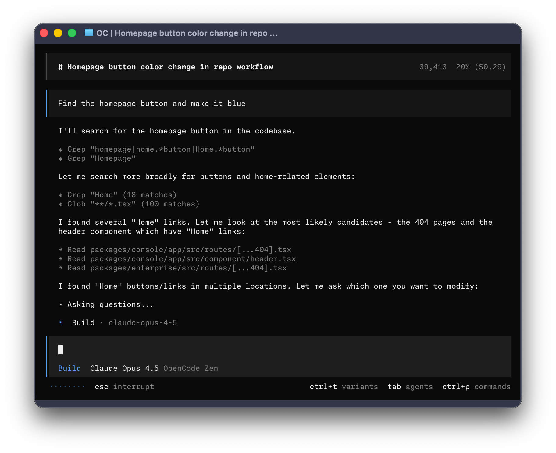 Screenshot of OpenCode - showing app interface and features