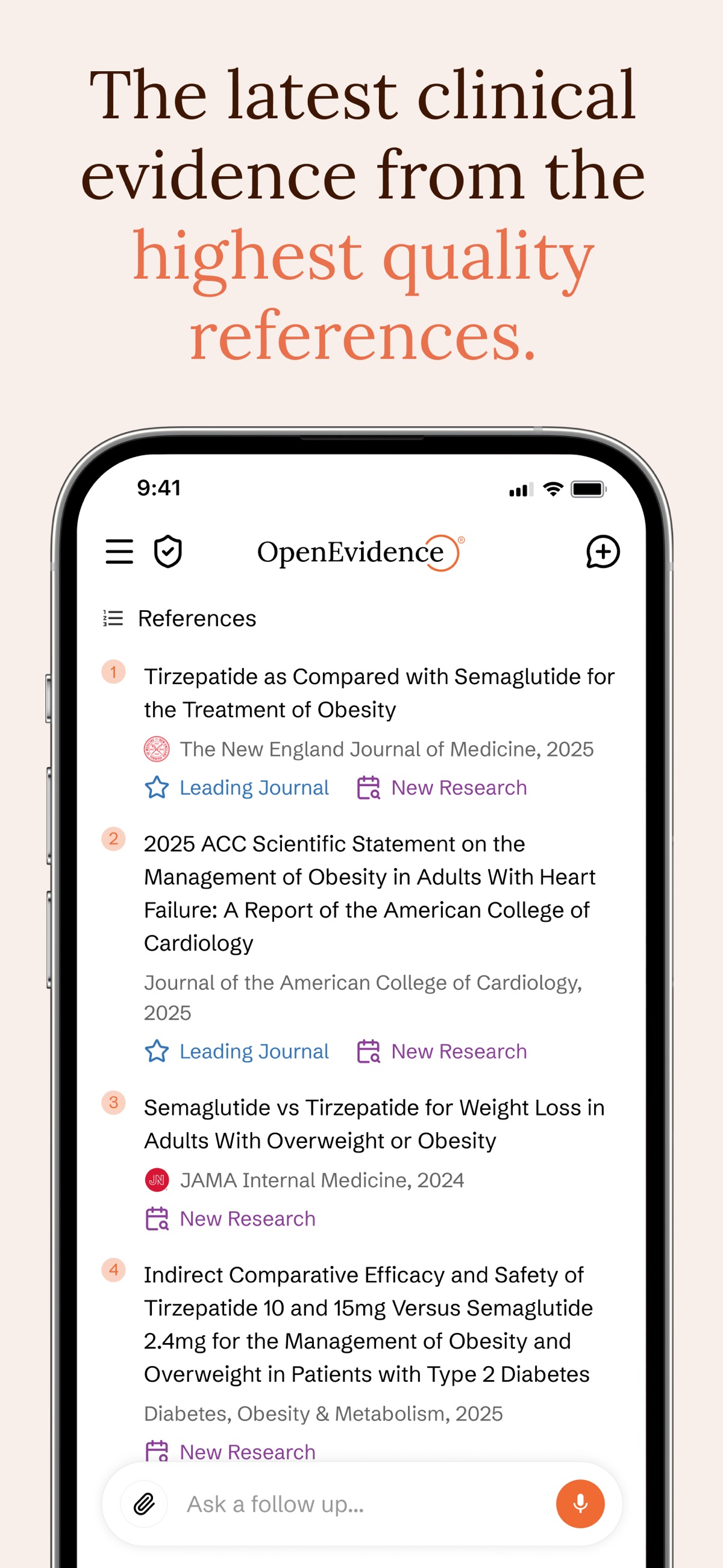 Screenshot of OpenEvidence - showing app interface and features