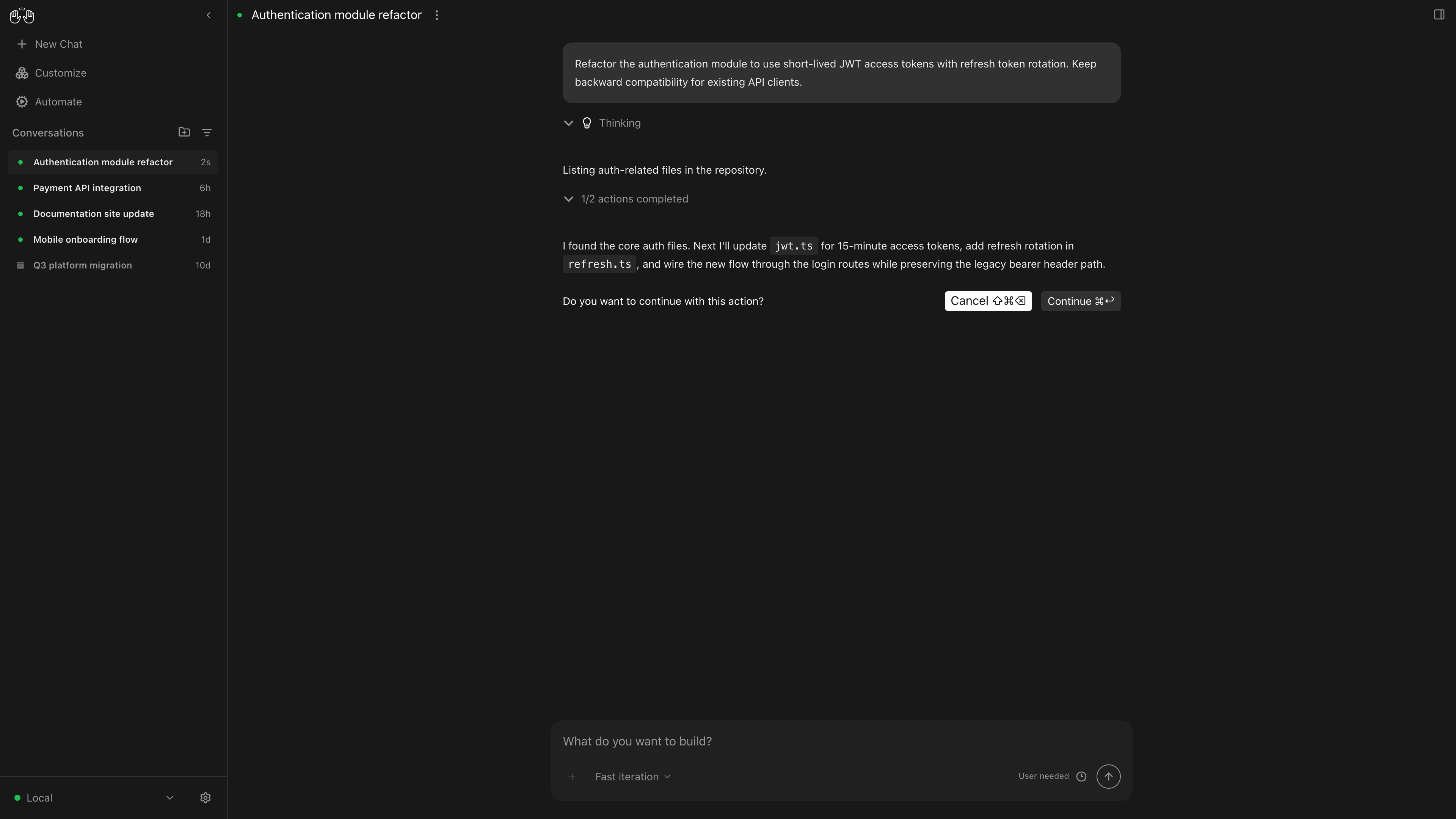 Screenshot of OpenHands - showing app interface and features