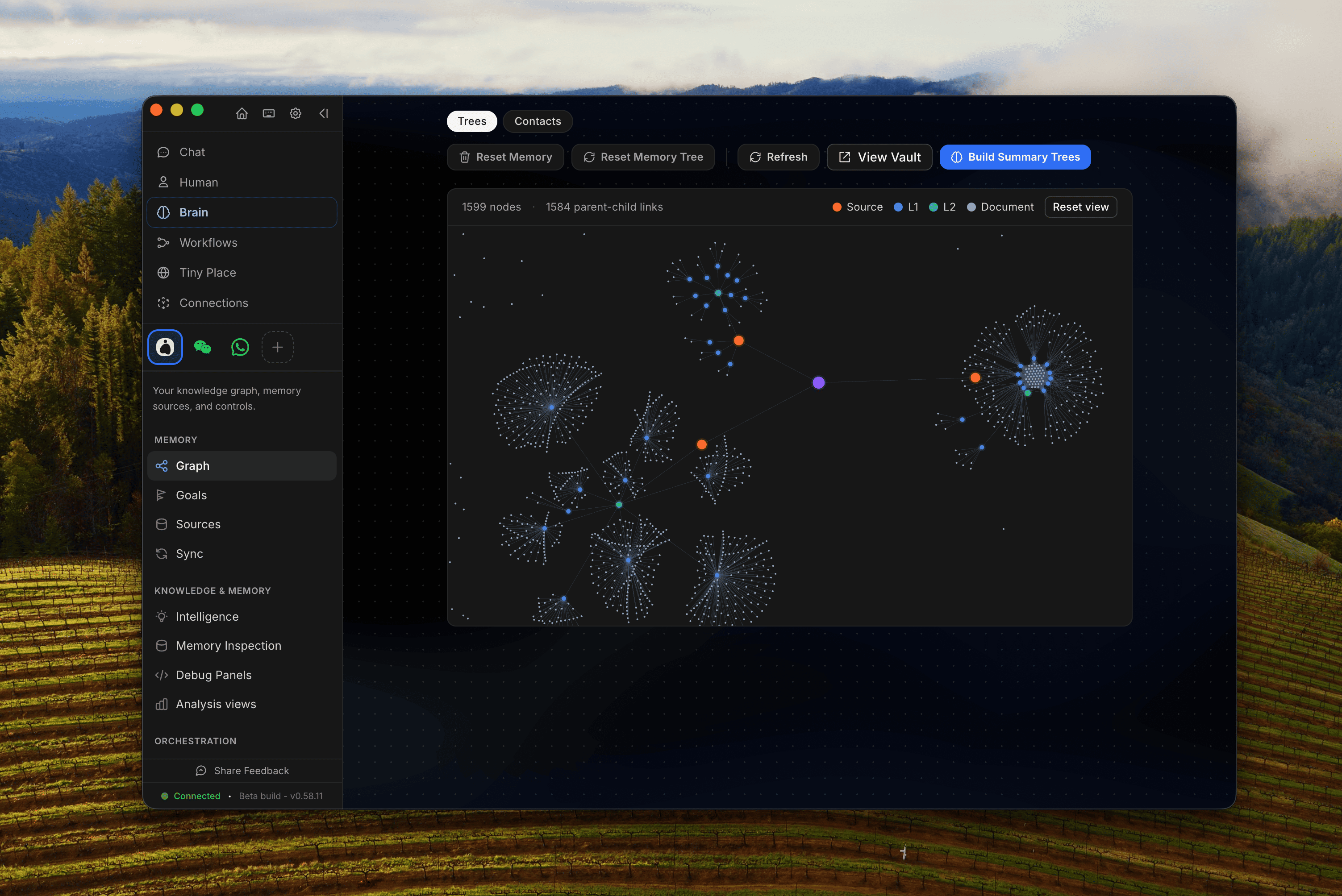 Screenshot of OpenHuman - showing app interface and features