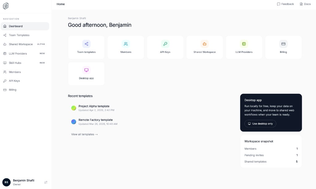 Screenshot of OpenWork - showing app interface and features