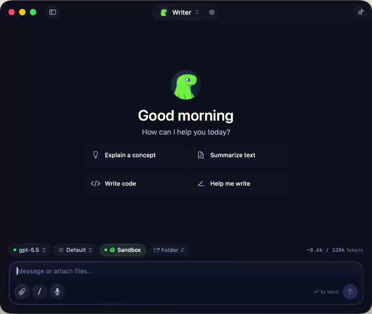 Screenshot of Osaurus - showing app interface and features