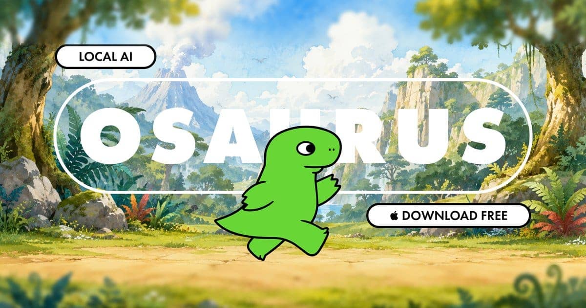 Screenshot of Osaurus - showing app interface and features