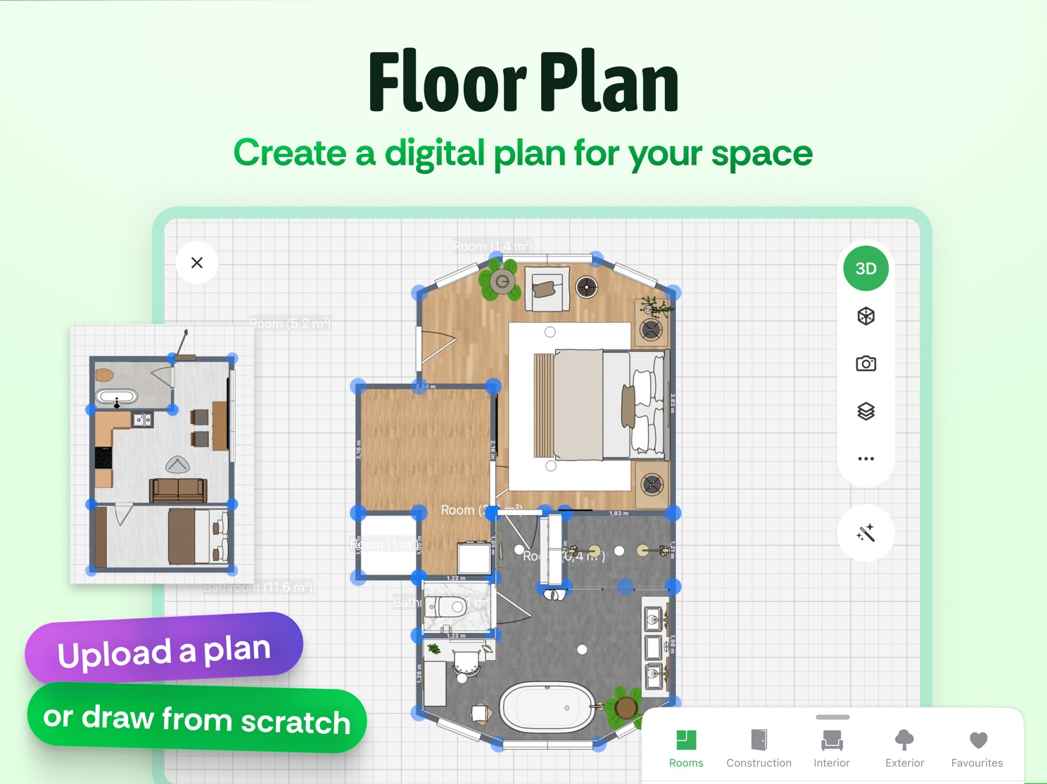 Screenshot of Planner 5D - showing app interface and features
