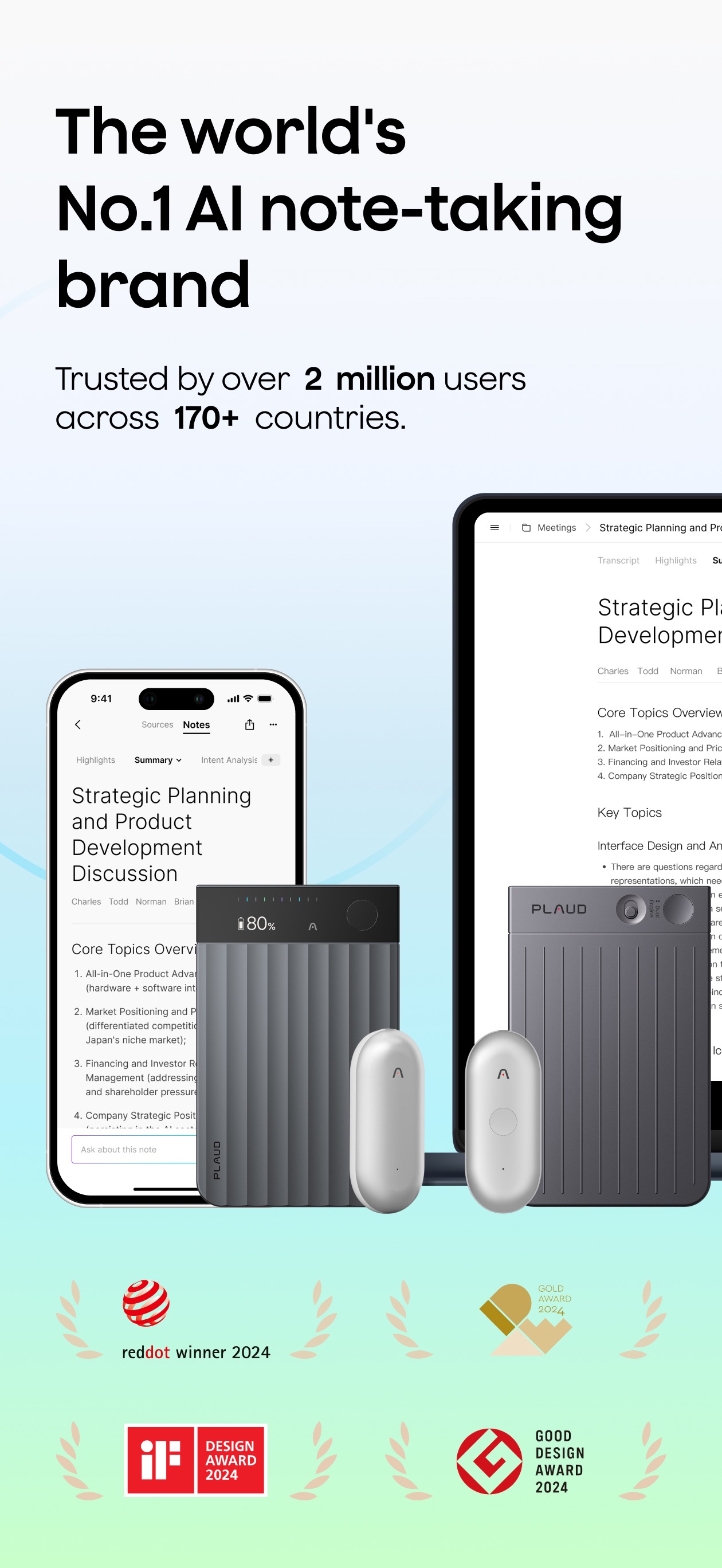 Screenshot of Plaud - showing app interface and features