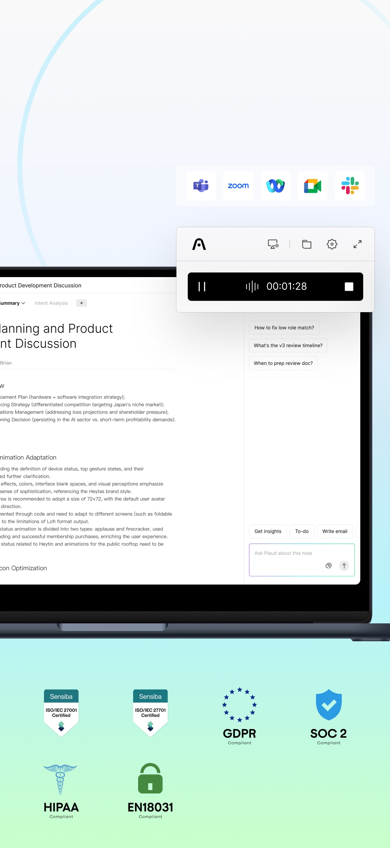 Screenshot of Plaud - showing app interface and features