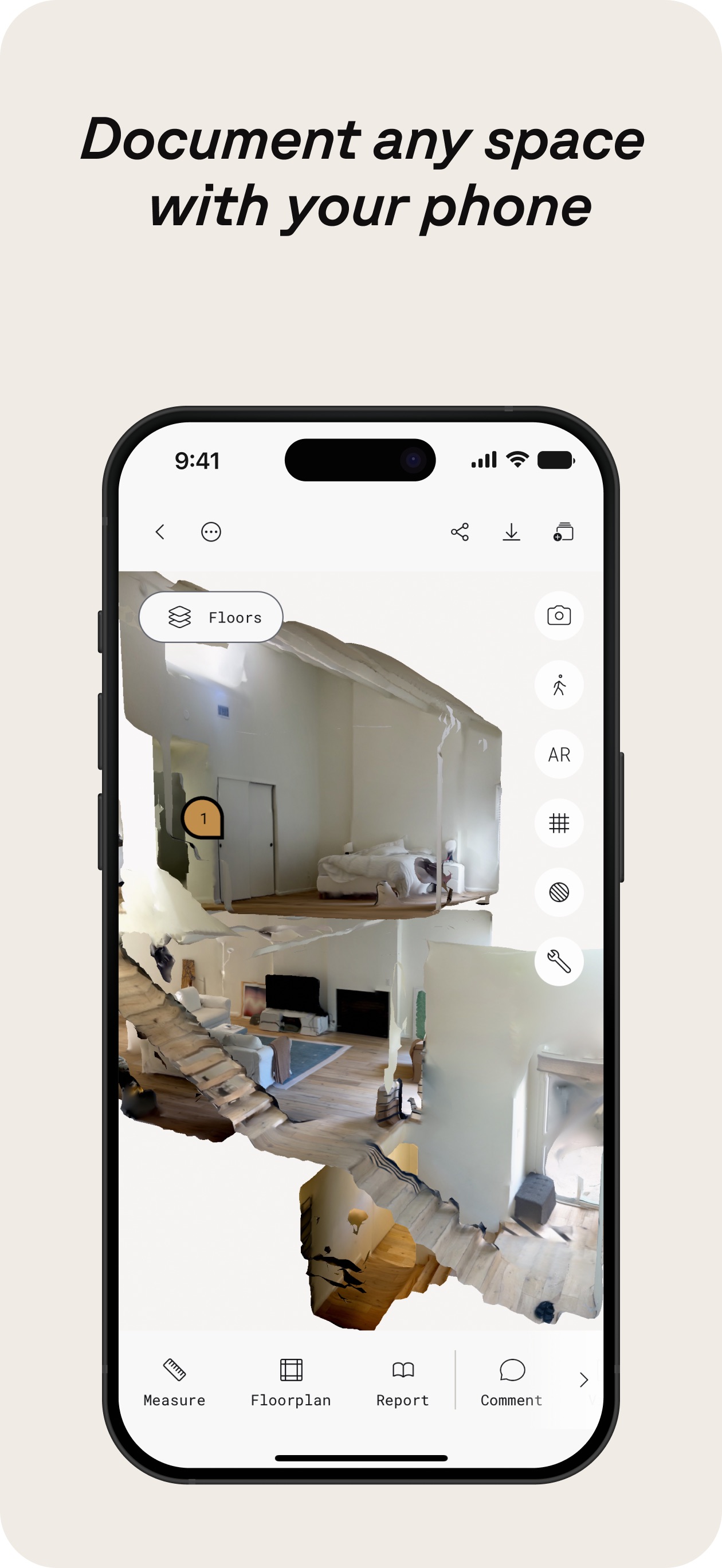 Screenshot of Polycam - showing app interface and features