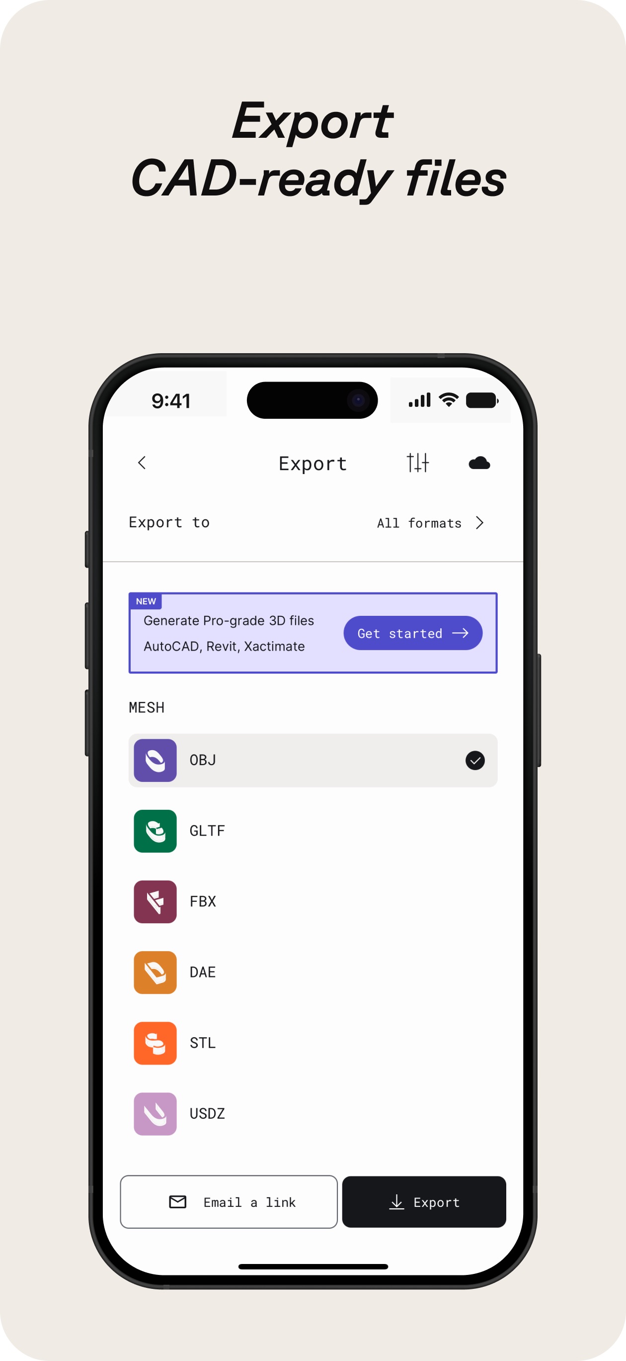 Screenshot of Polycam - showing app interface and features