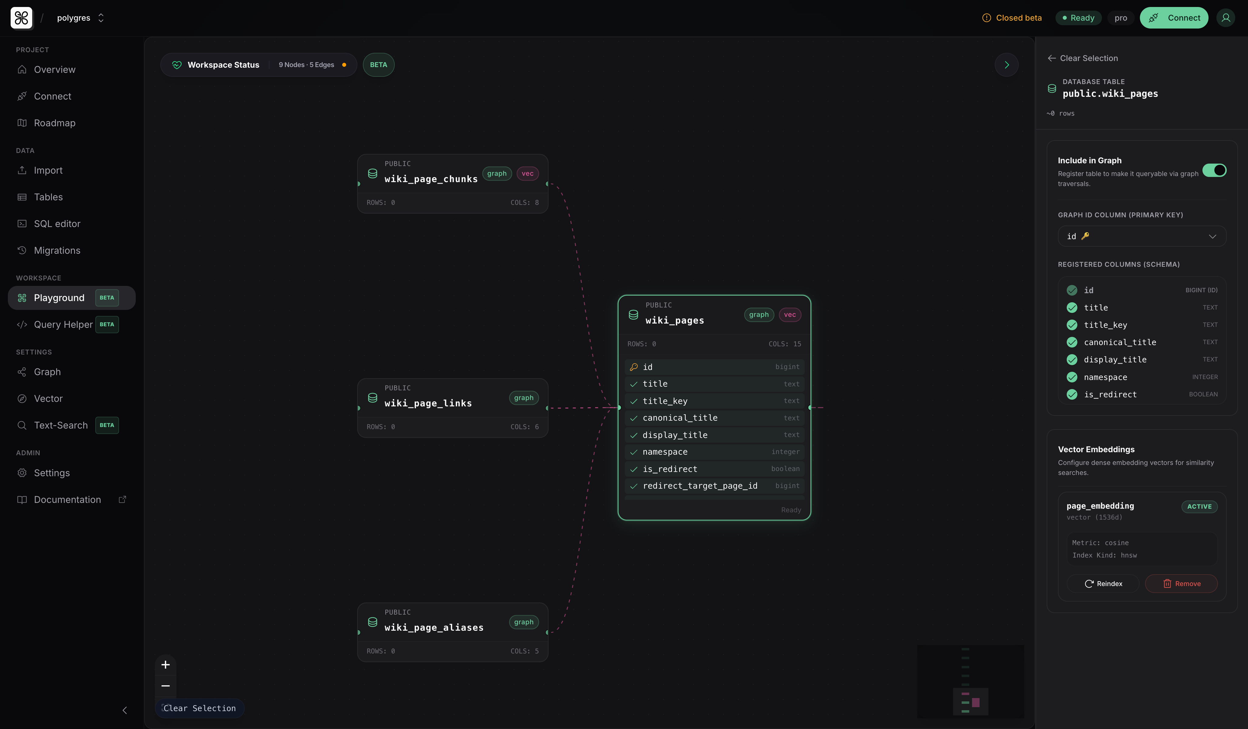Screenshot of Polygres - showing app interface and features