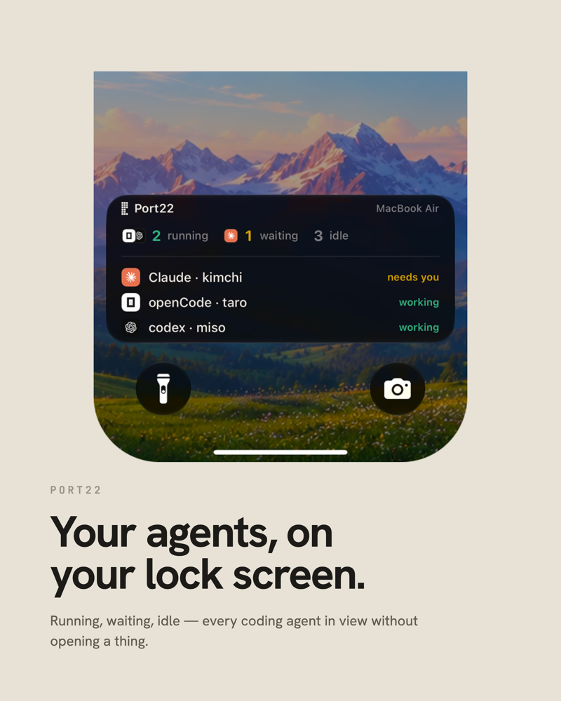 Screenshot of Port22 - showing app interface and features