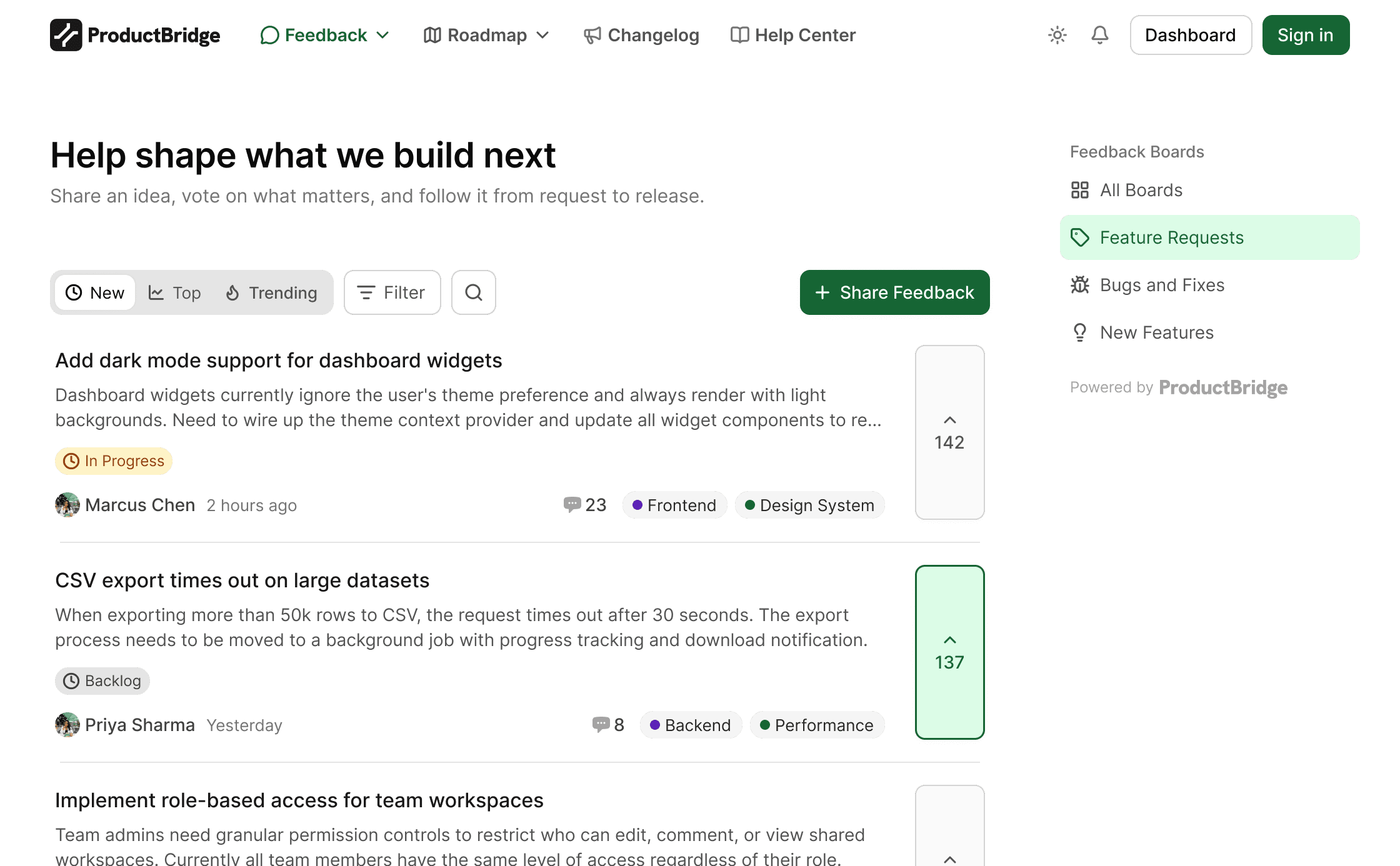 Screenshot of ProductBridge - showing app interface and features