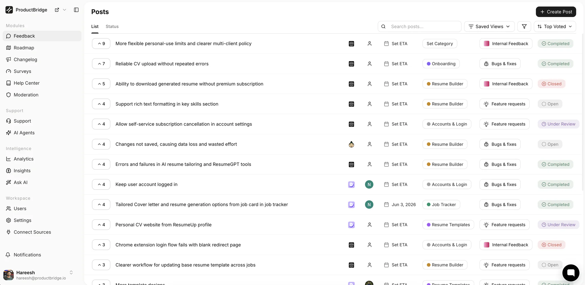 Screenshot of ProductBridge - showing app interface and features