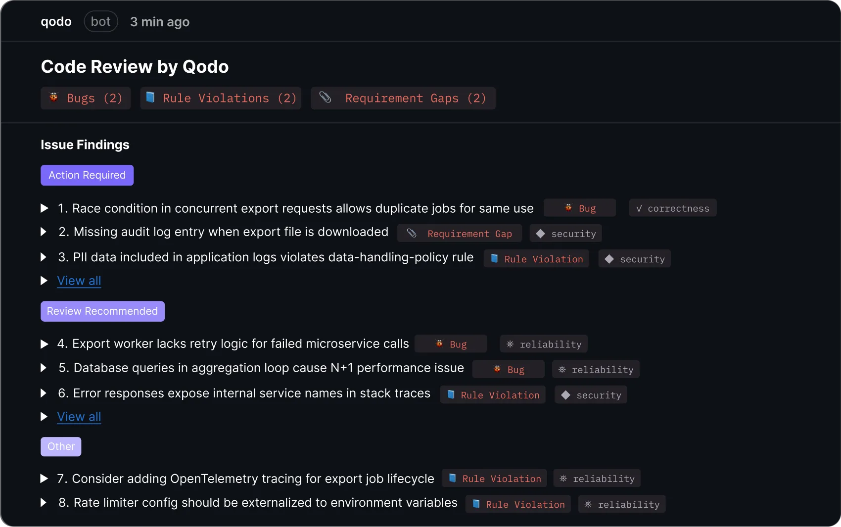 Screenshot of Qodo - showing app interface and features