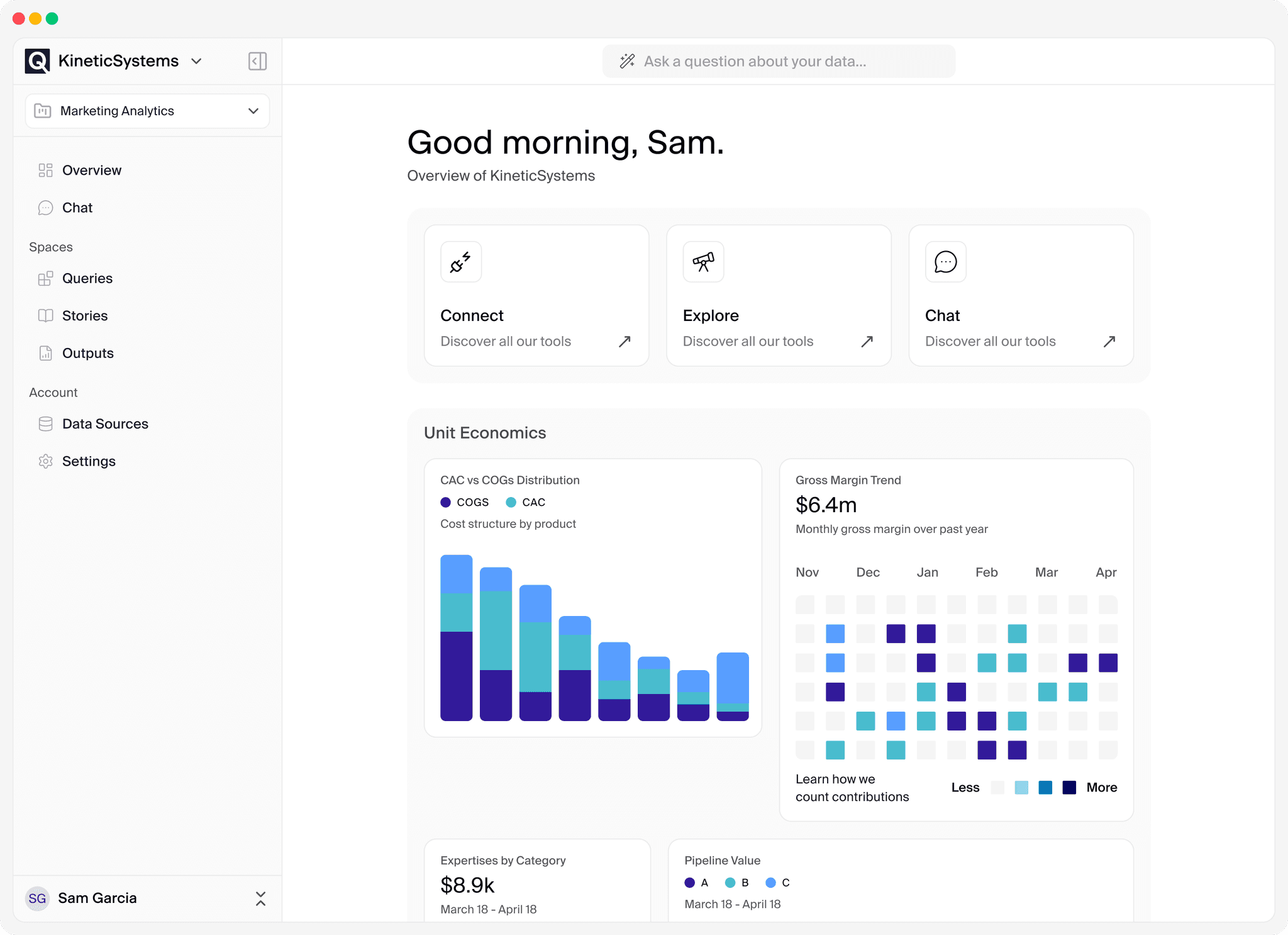 Screenshot of QueryStory - showing app interface and features