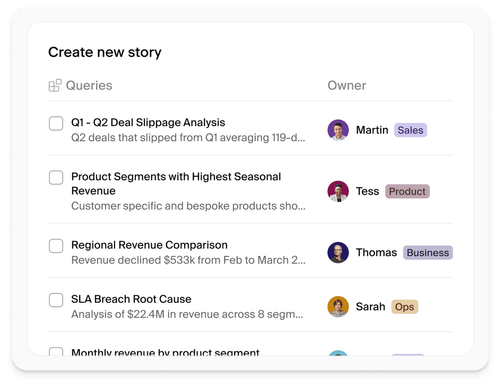 Screenshot of QueryStory - showing app interface and features