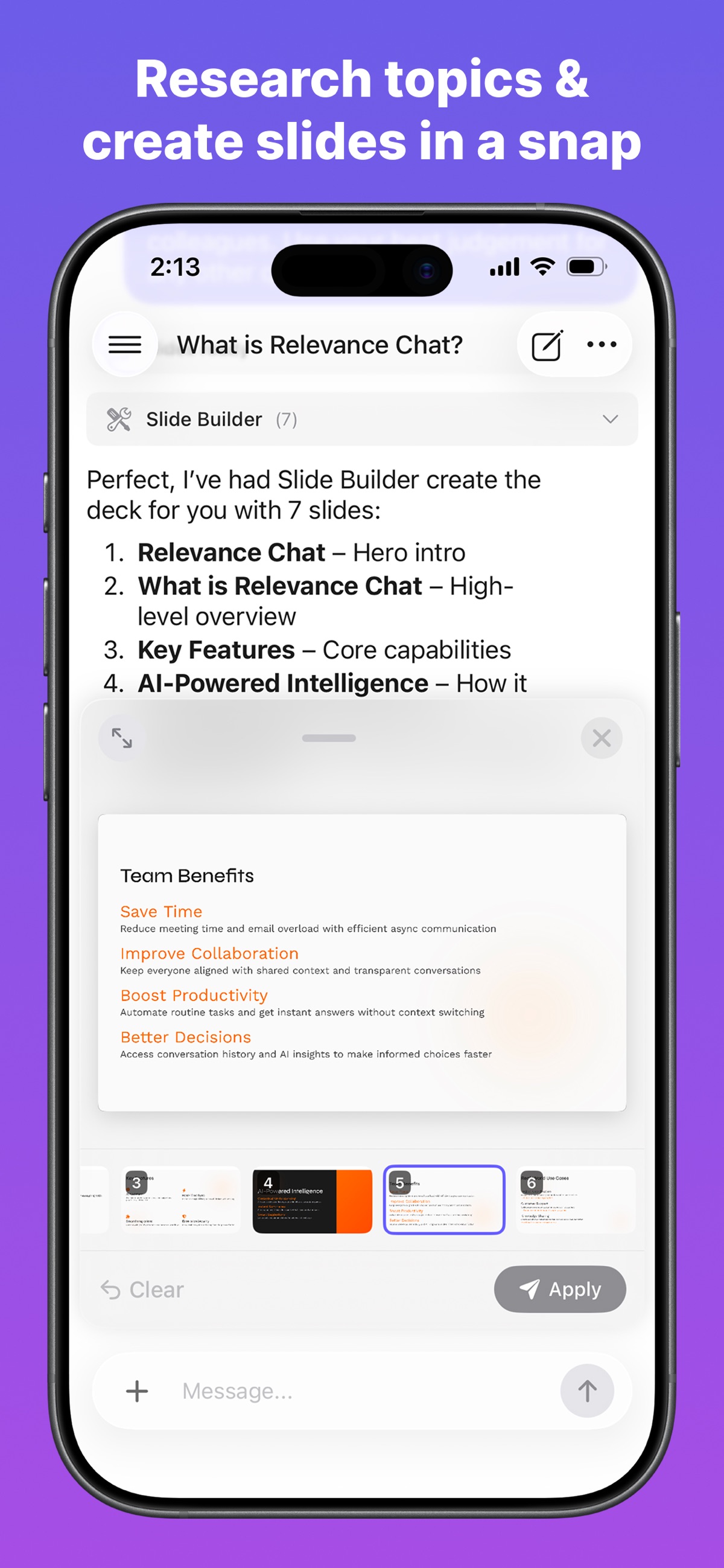 Screenshot of Relevance AI - showing app interface and features