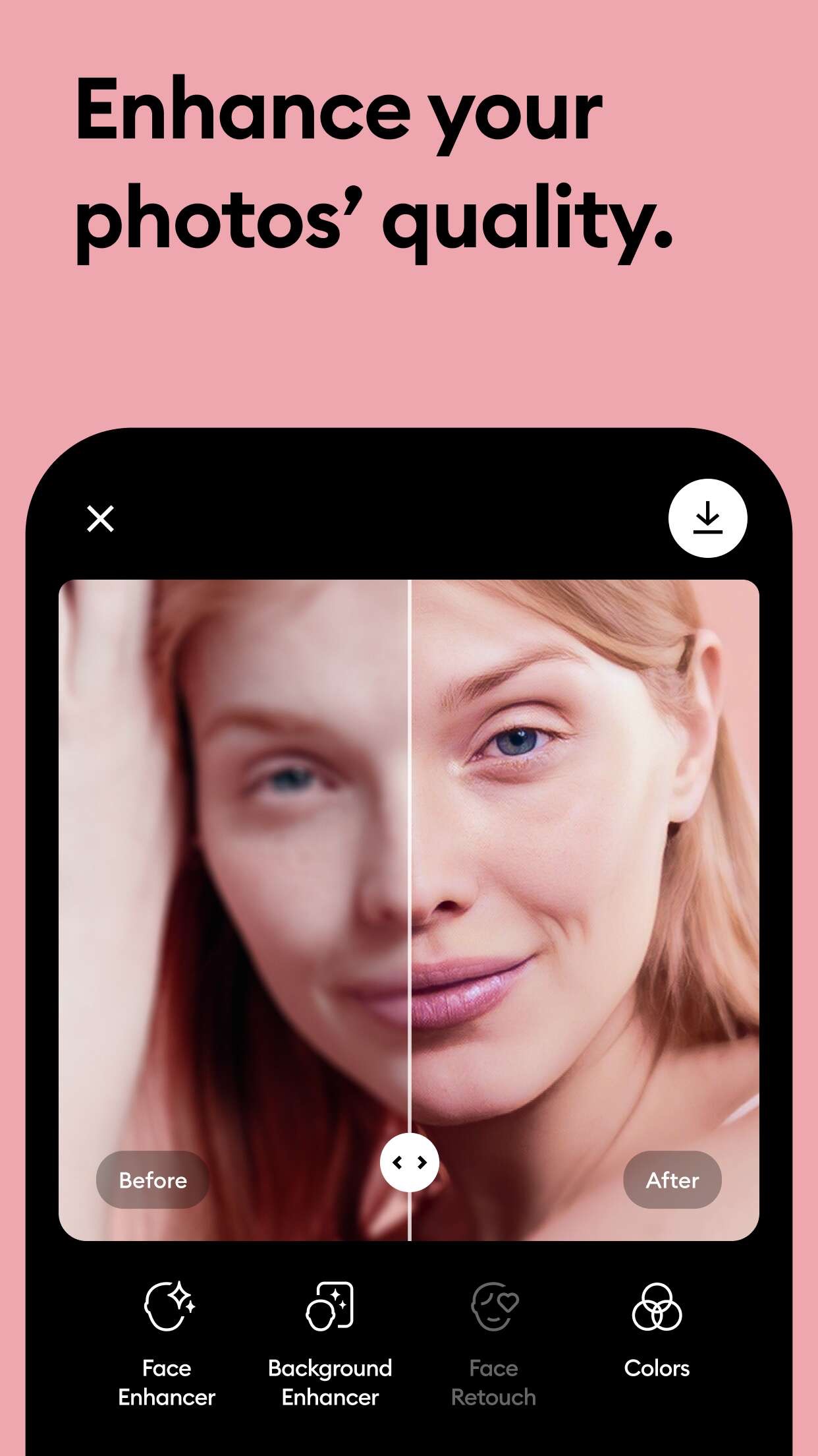 Screenshot of Remini - showing app interface and features