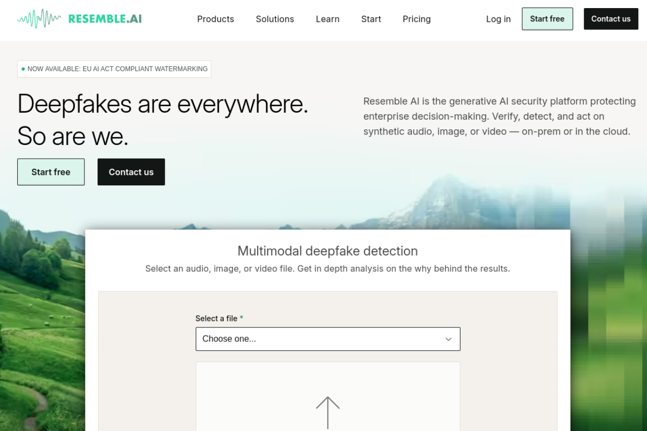 Screenshot of Resemble AI - showing app interface and features