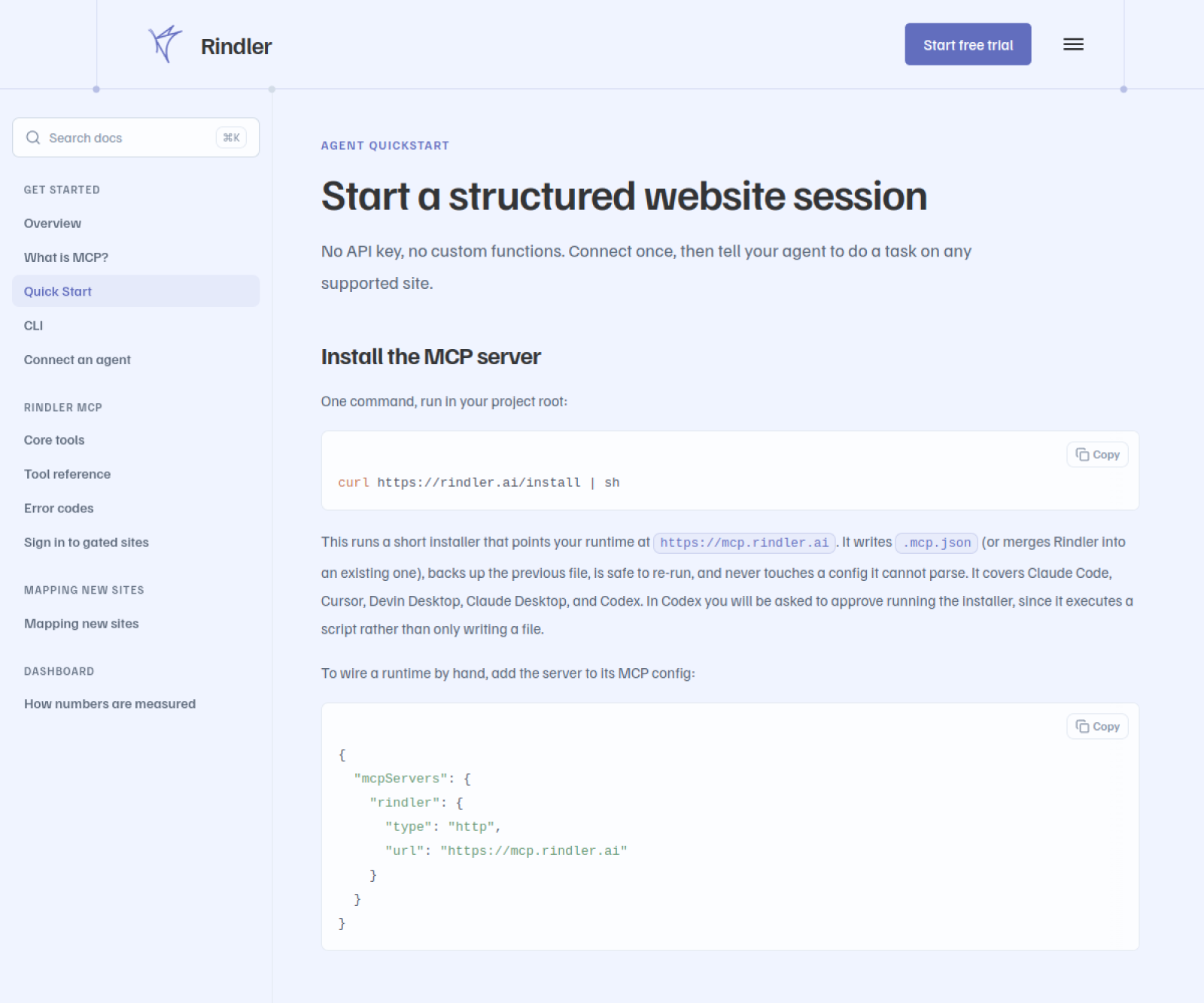 Screenshot of Rindler - showing app interface and features