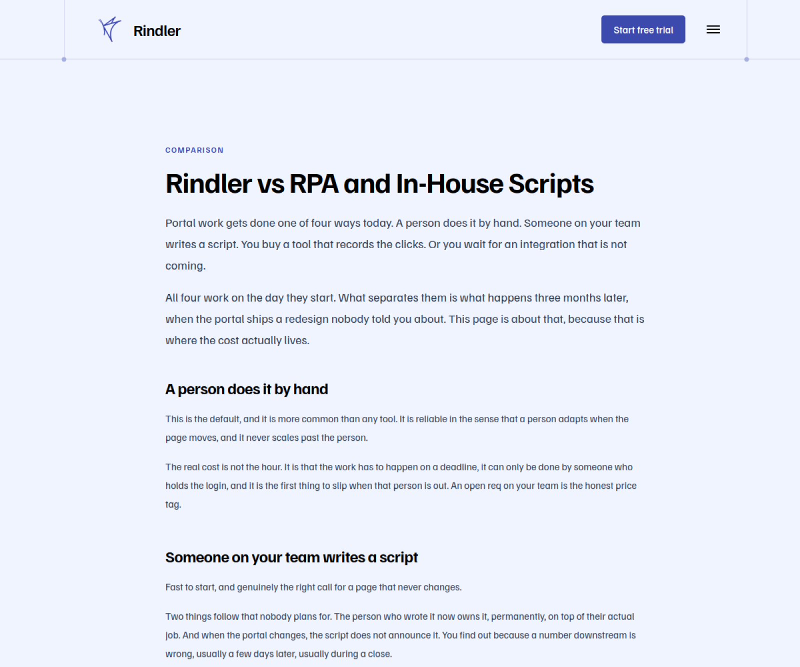 Screenshot of Rindler - showing app interface and features