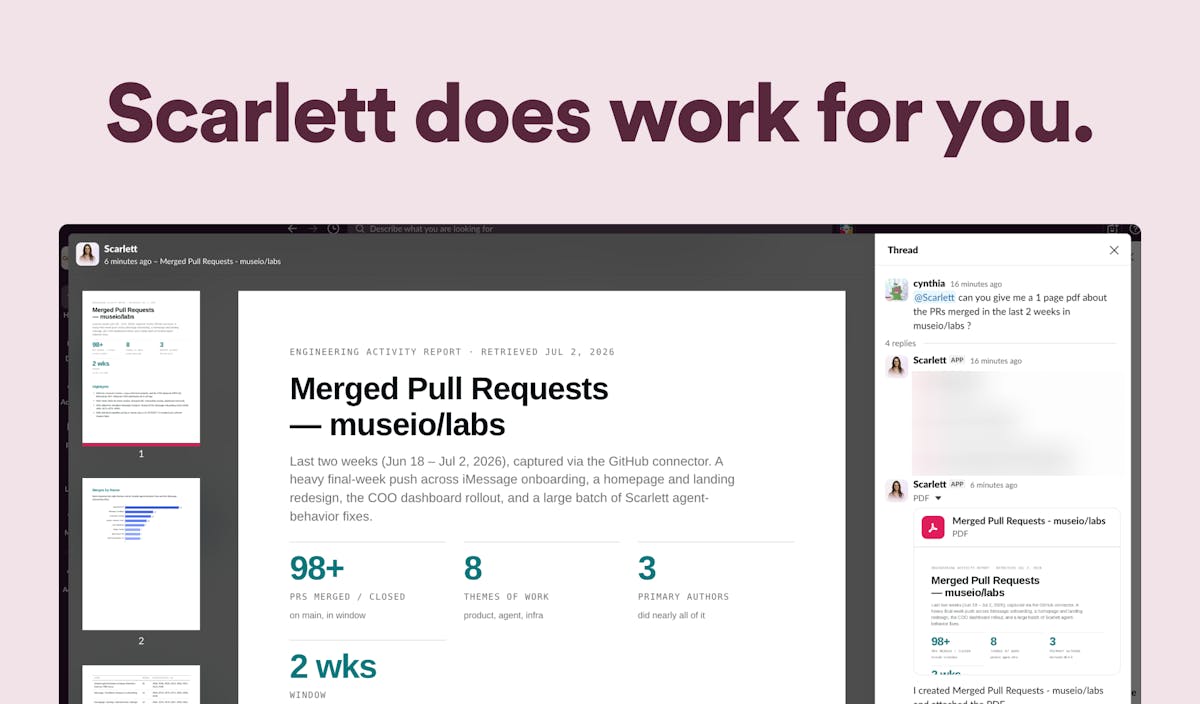 Screenshot of Scarlett - showing app interface and features