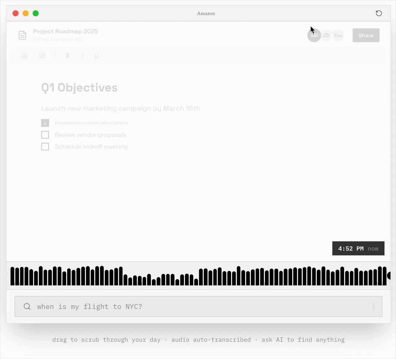 Screenshot of Screenpipe - showing app interface and features