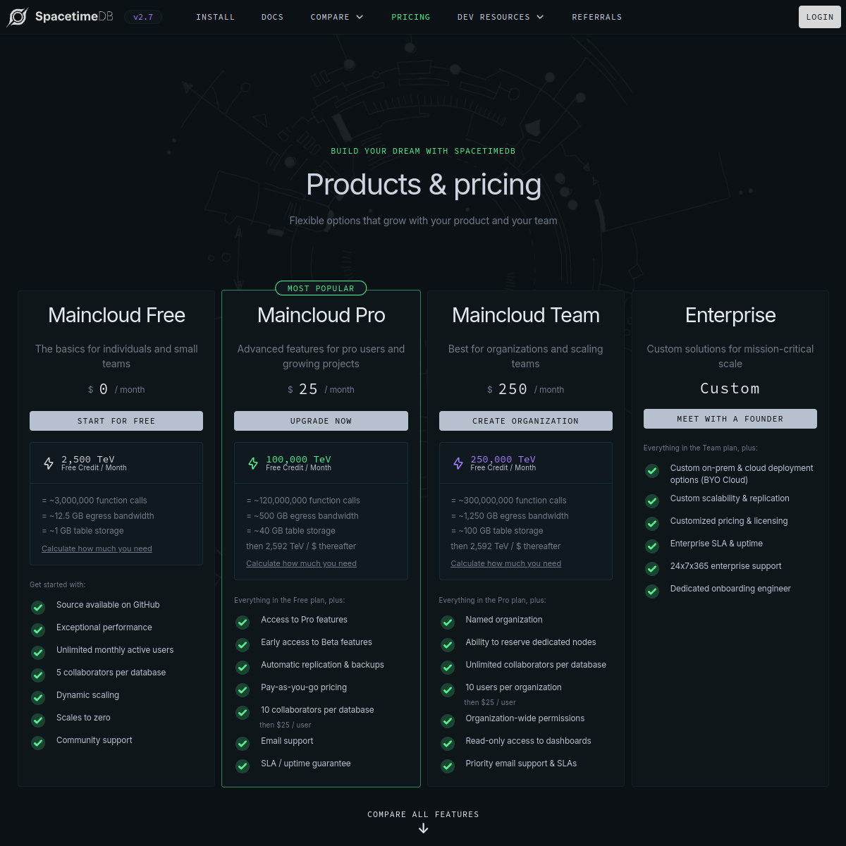 Screenshot of SpacetimeDB - showing app interface and features