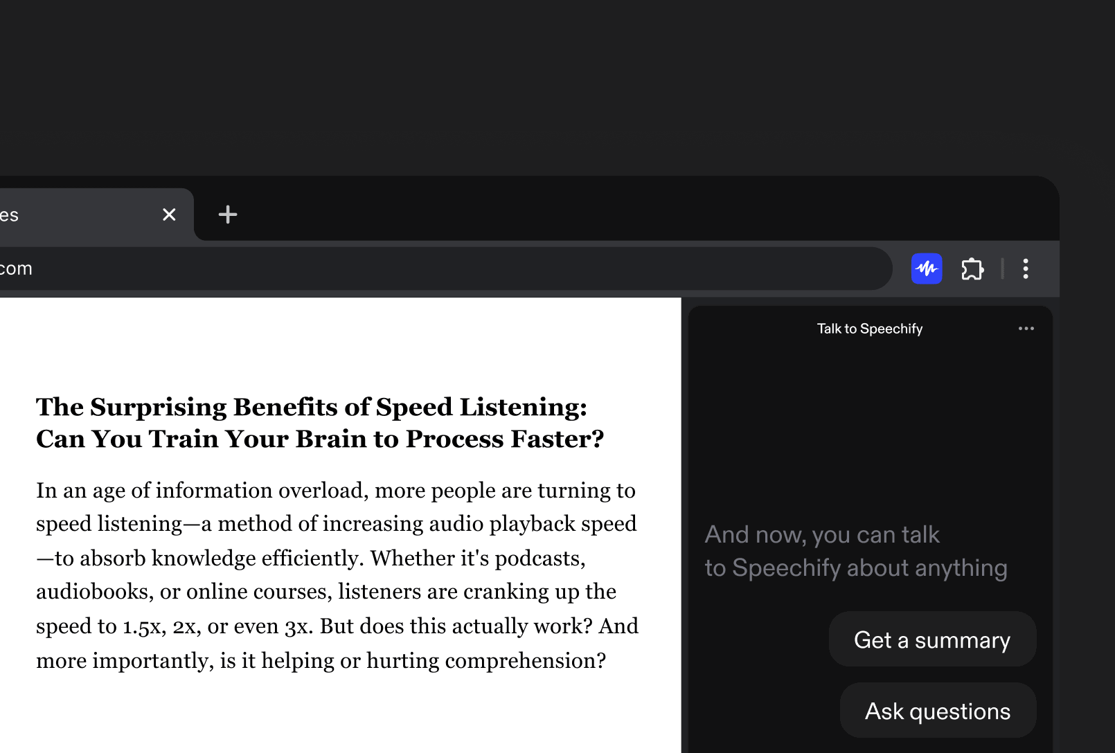 Screenshot of Speechify - showing app interface and features