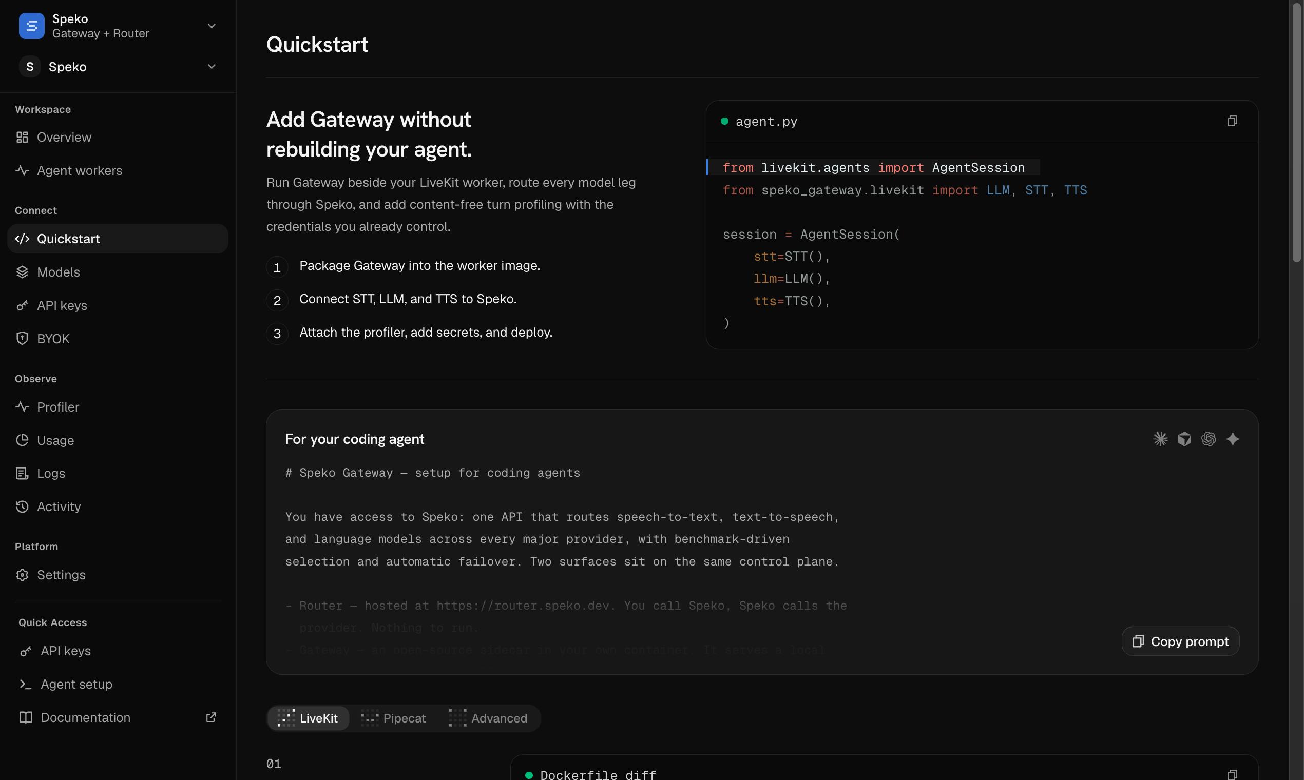 Screenshot of Speko - showing app interface and features