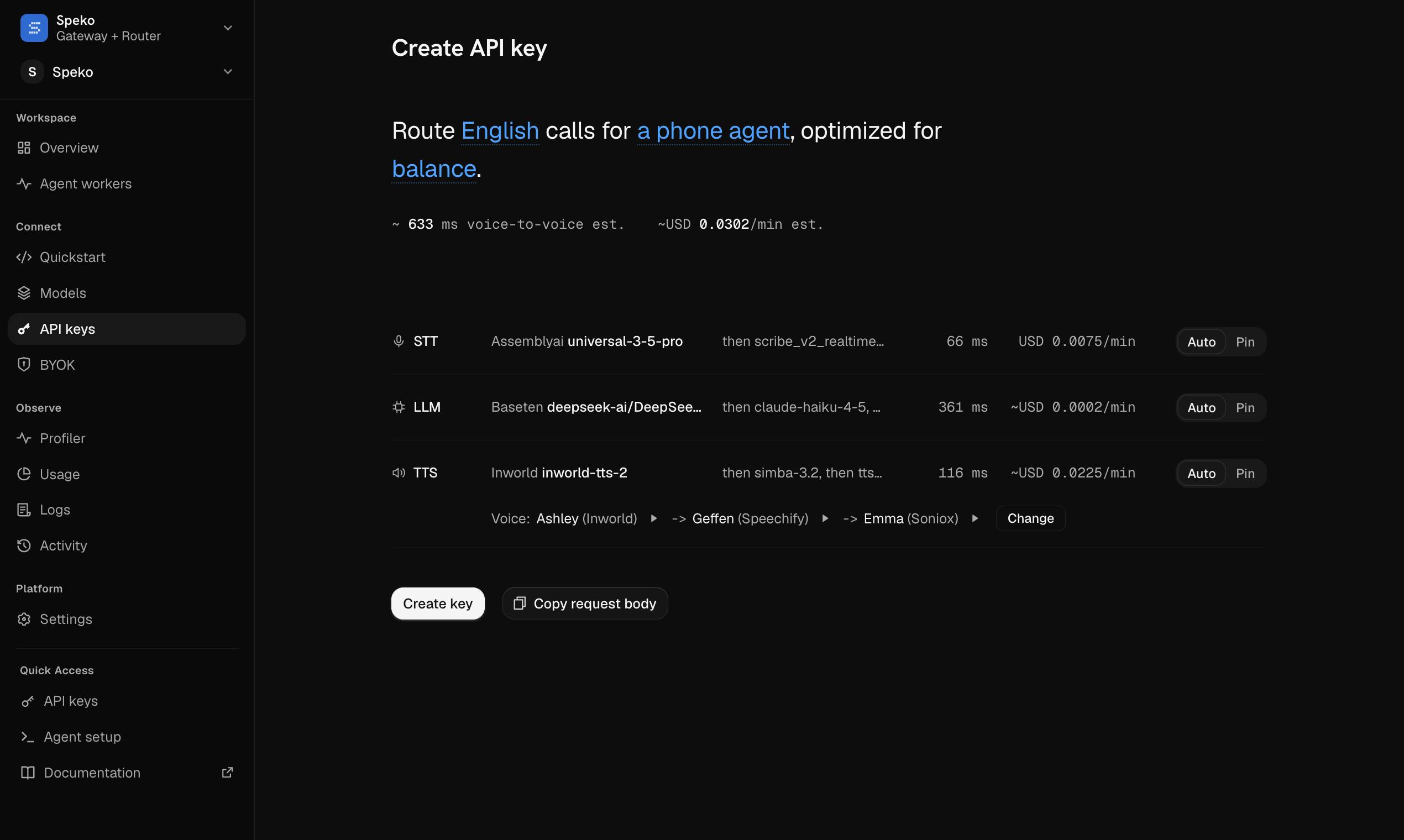 Screenshot of Speko - showing app interface and features
