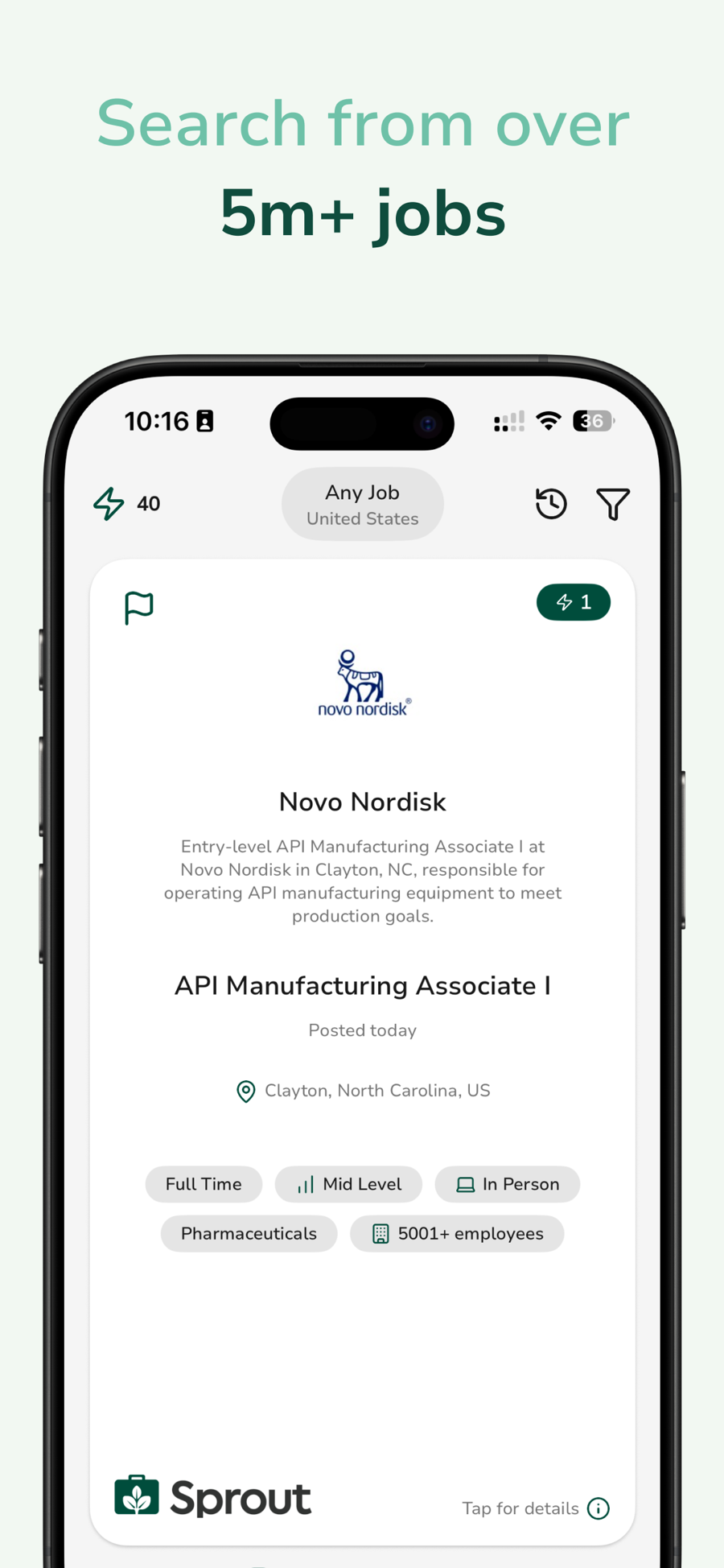 Screenshot of Sprout - showing app interface and features