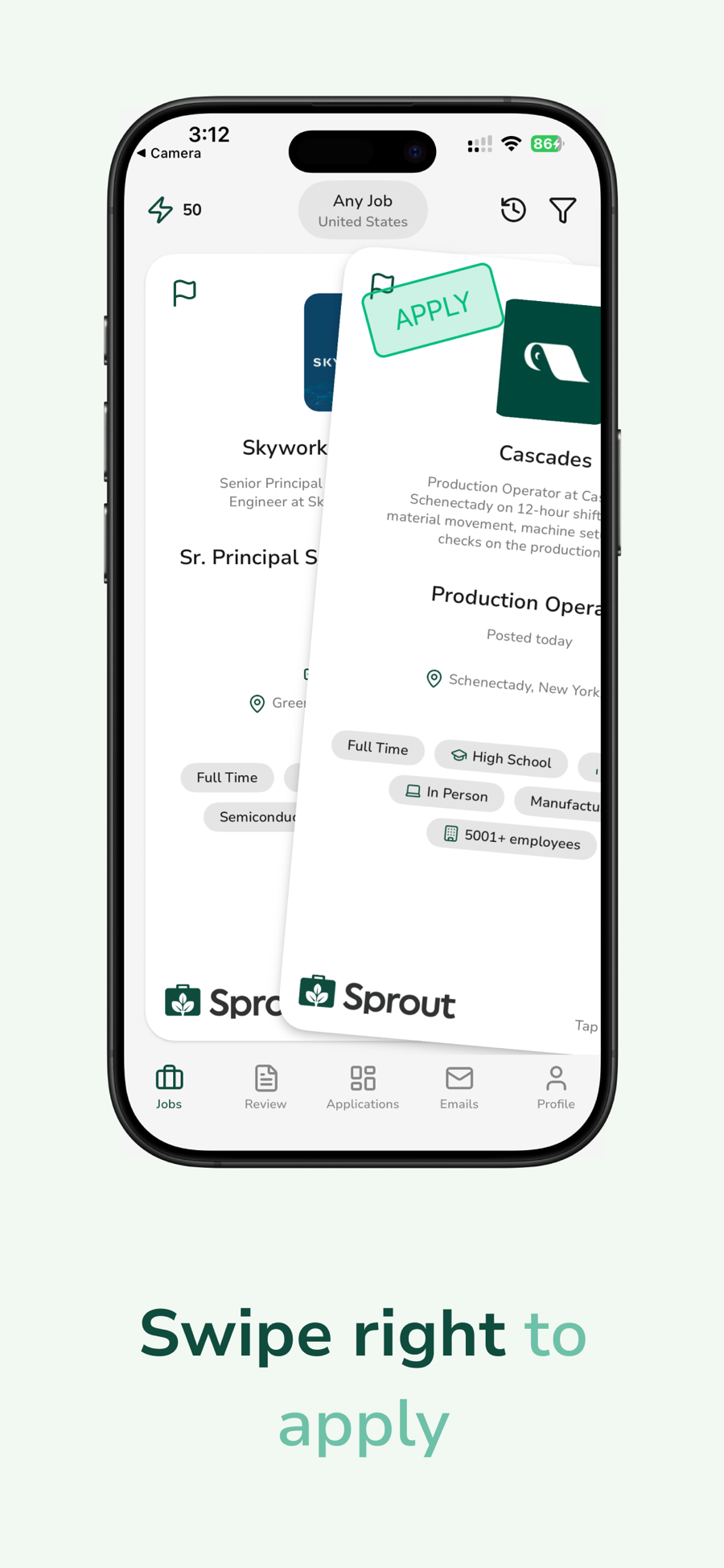 Screenshot of Sprout - showing app interface and features