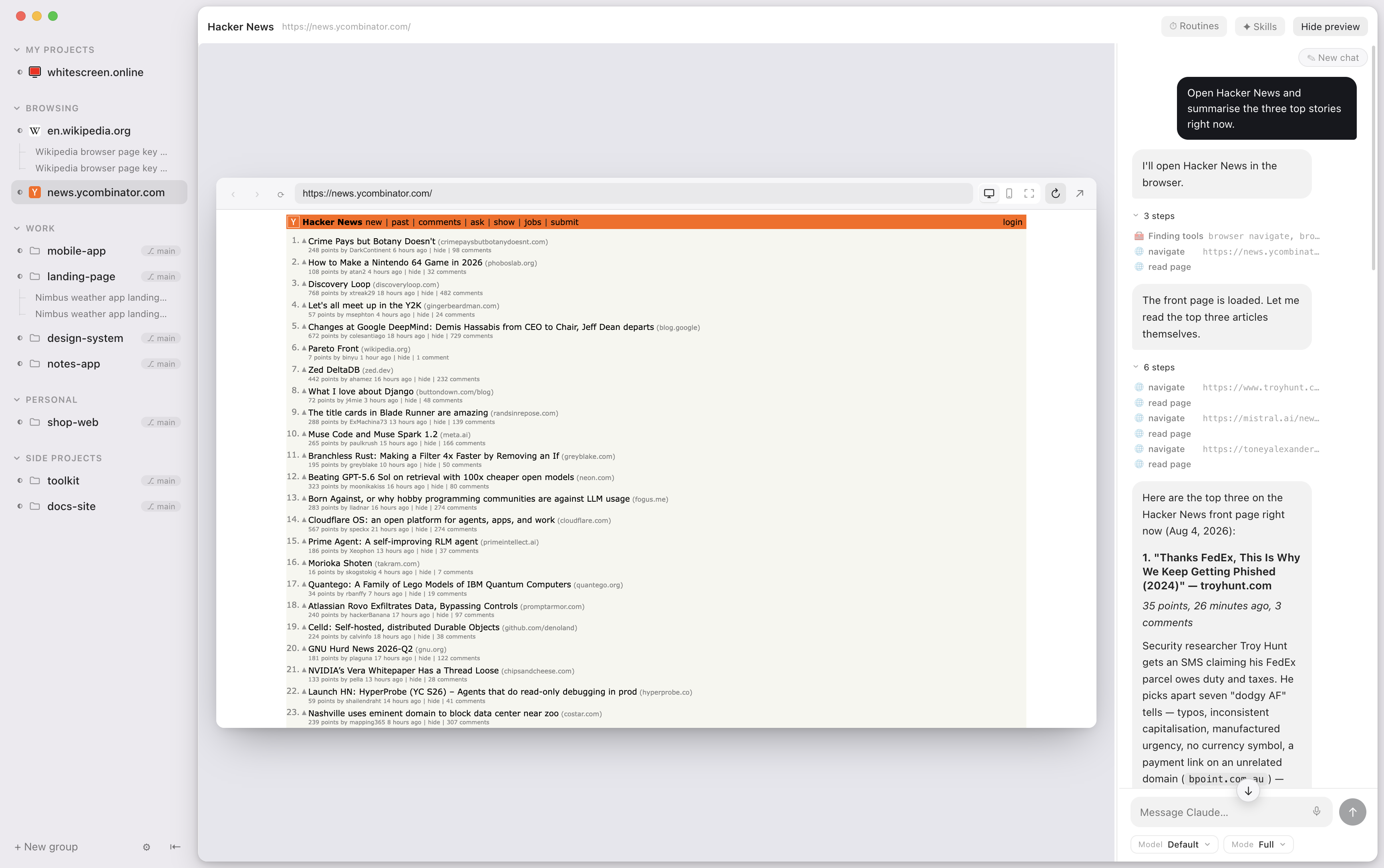Screenshot of Superagent - showing app interface and features