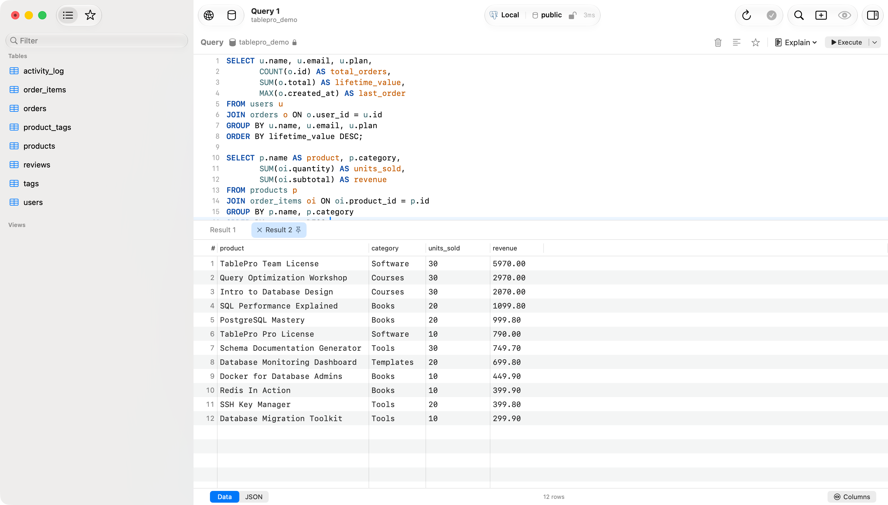 Screenshot of TablePro - showing app interface and features