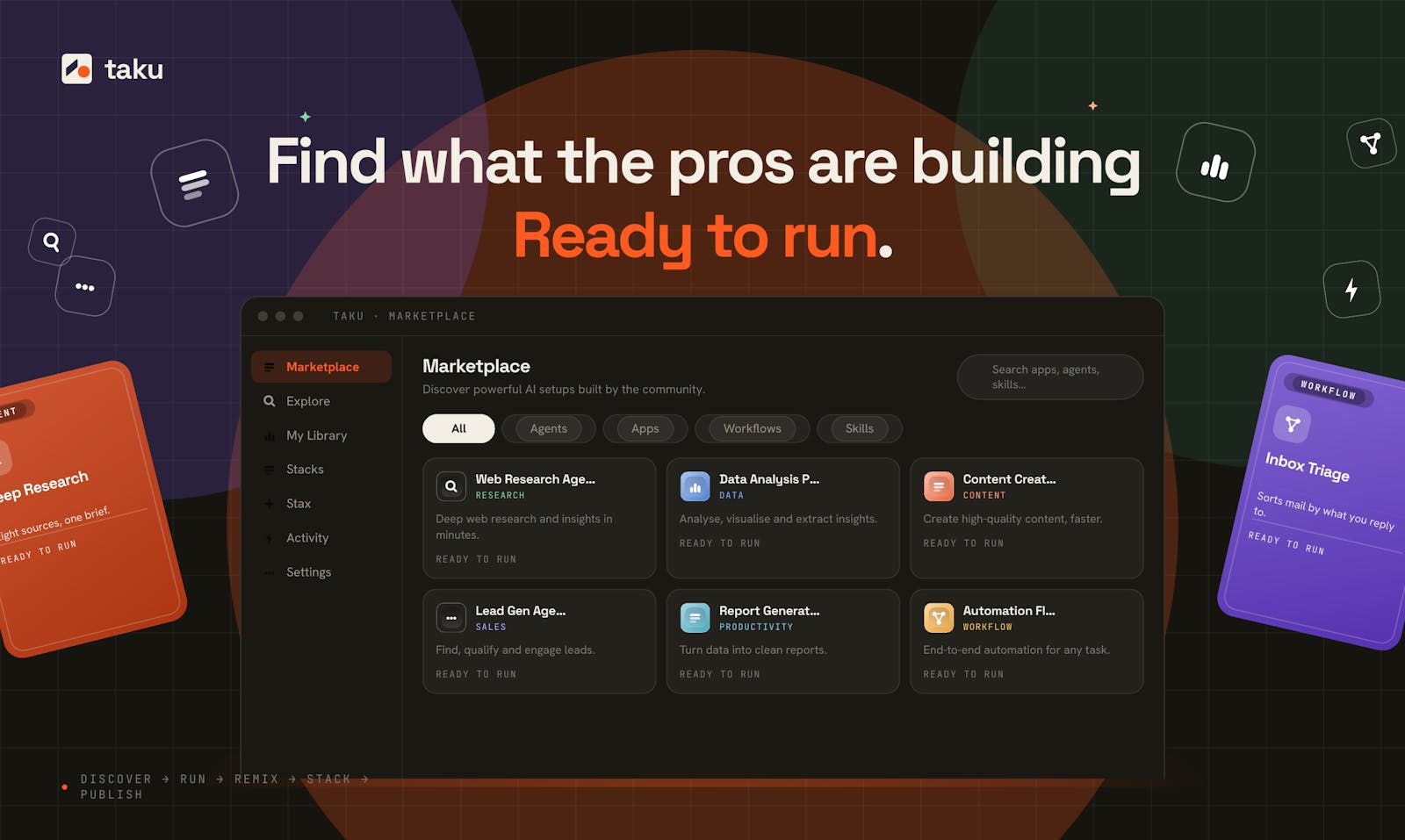 Screenshot of Taku - showing app interface and features