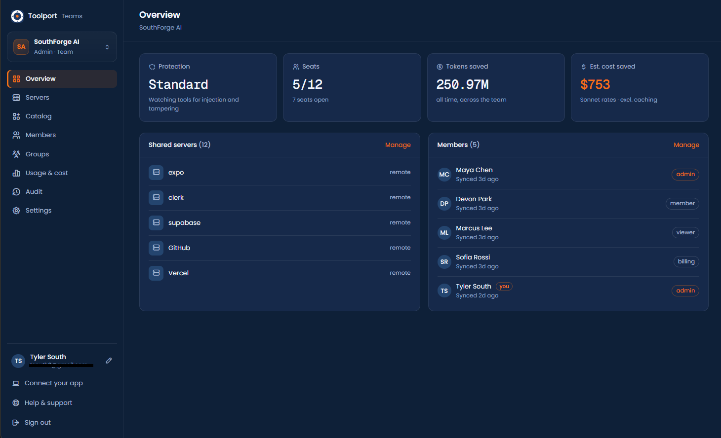 Screenshot of Toolport - showing app interface and features