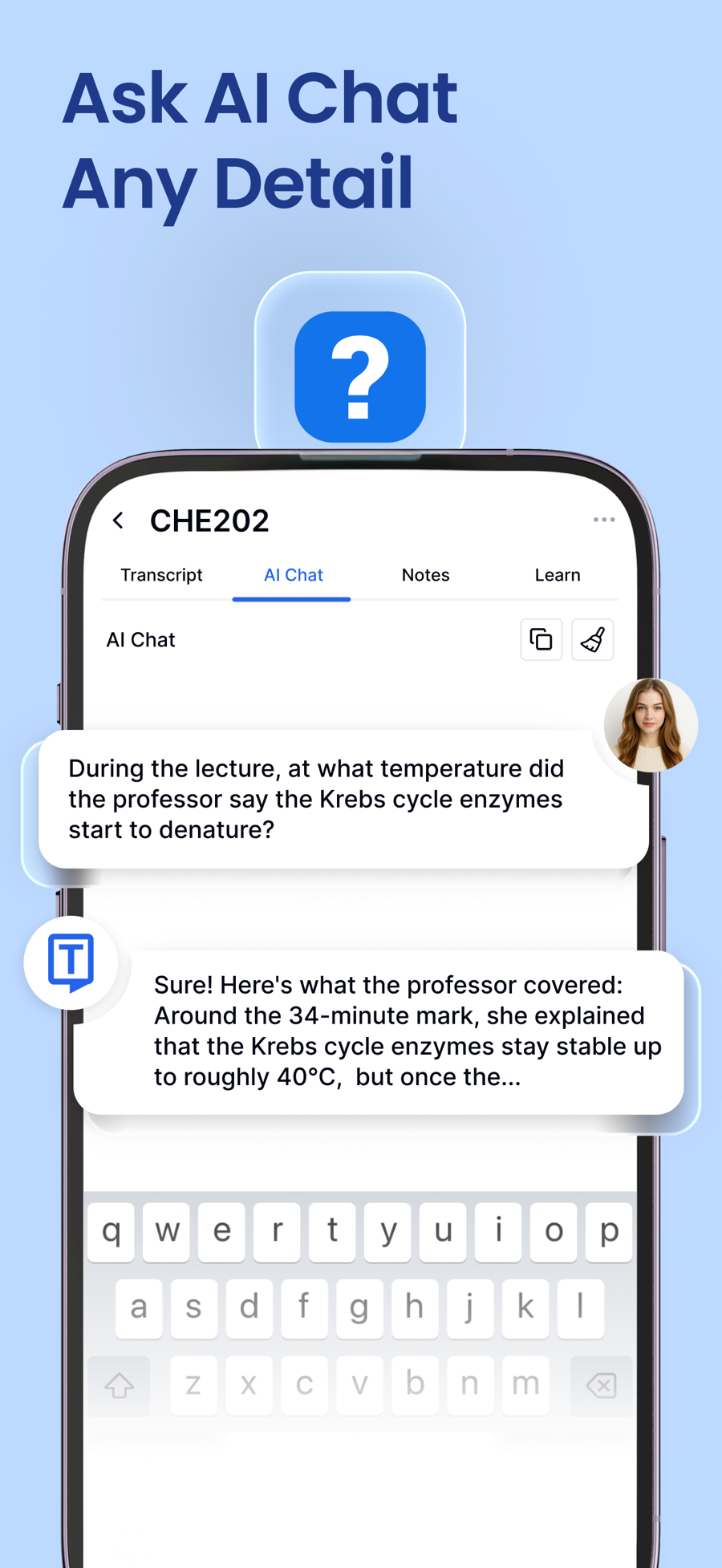 Screenshot of Transkriptor - showing app interface and features