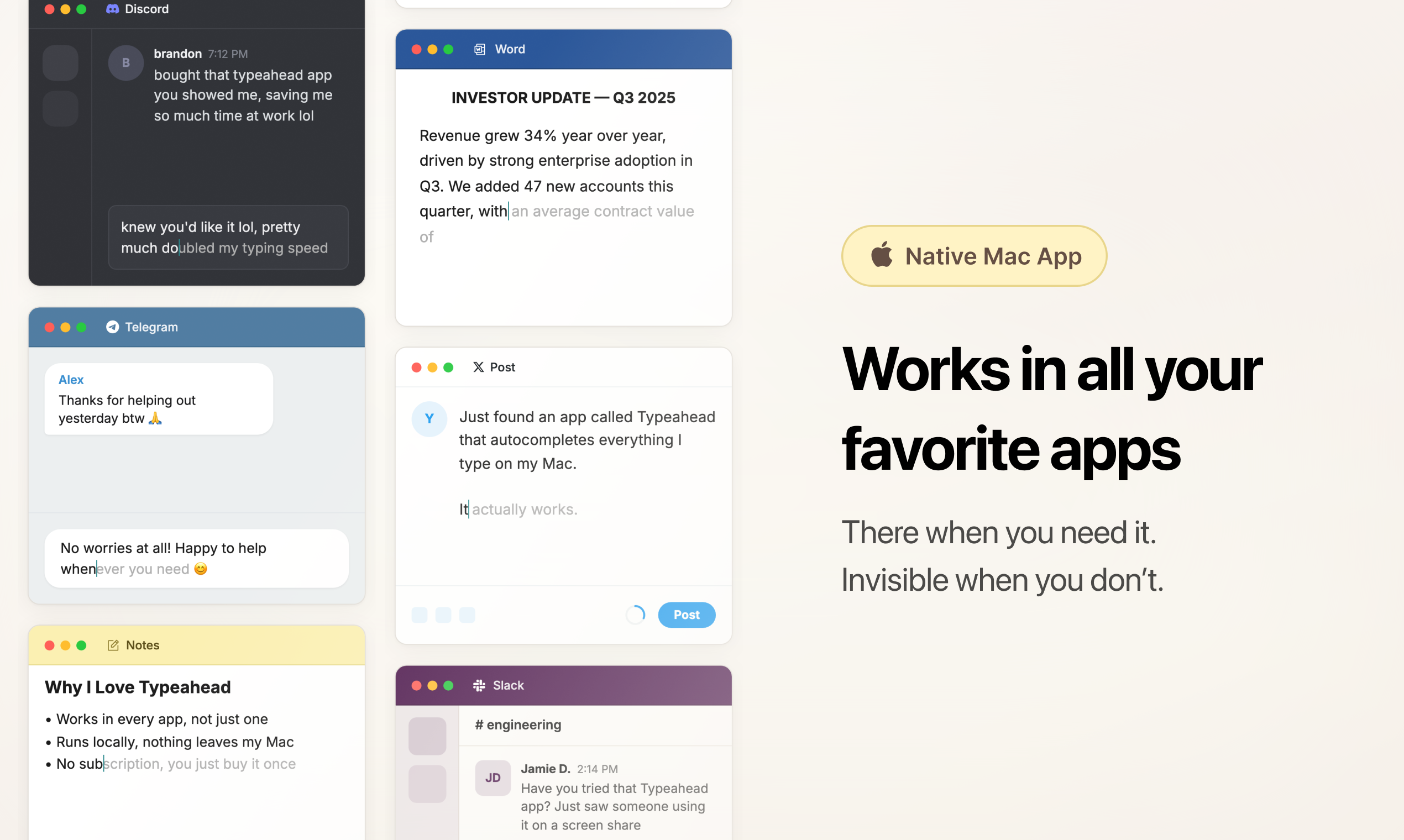 Screenshot of Typeahead - showing app interface and features