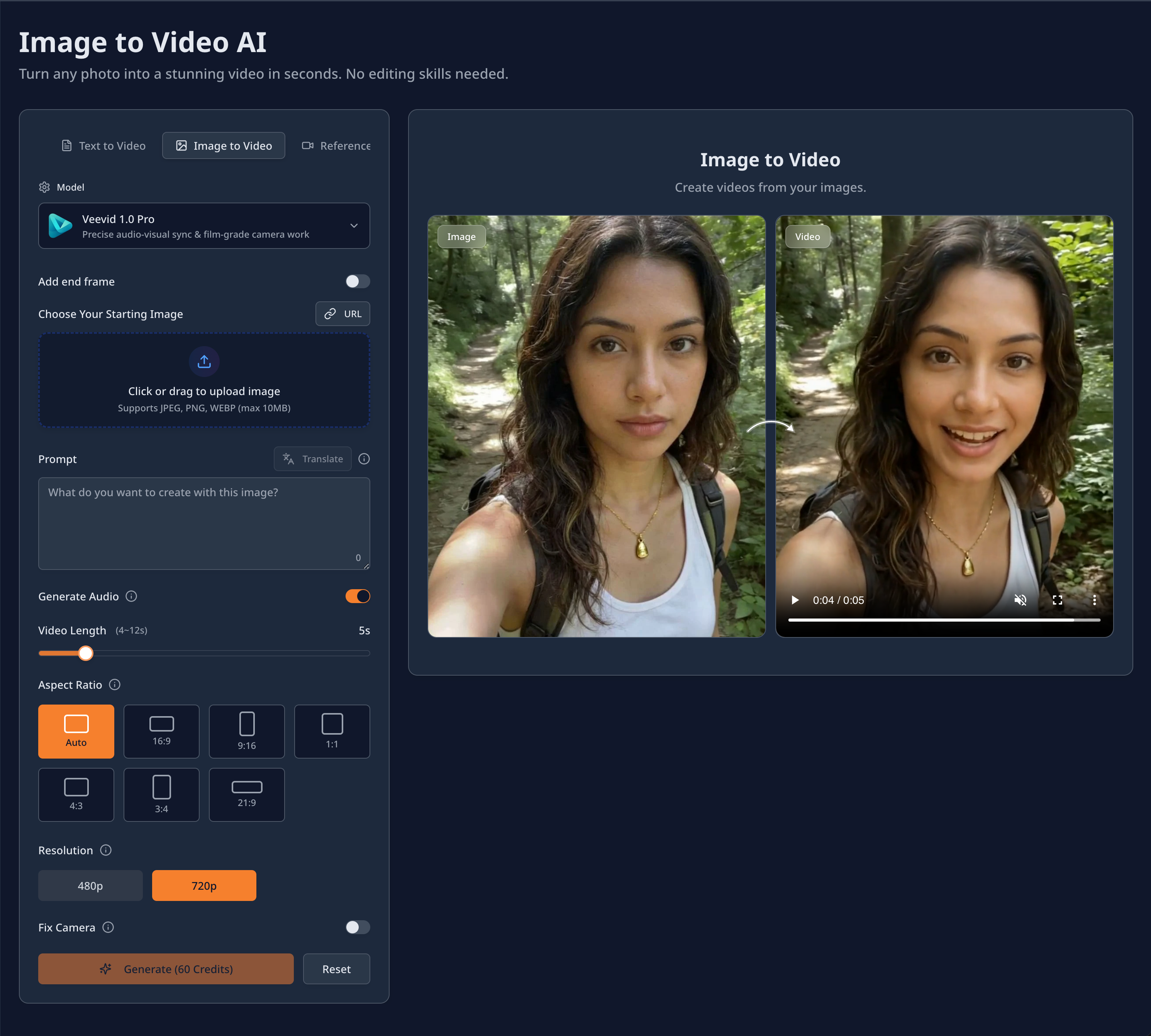 Screenshot of Veevid – AI Video Creation Made Simple - showing app interface and features