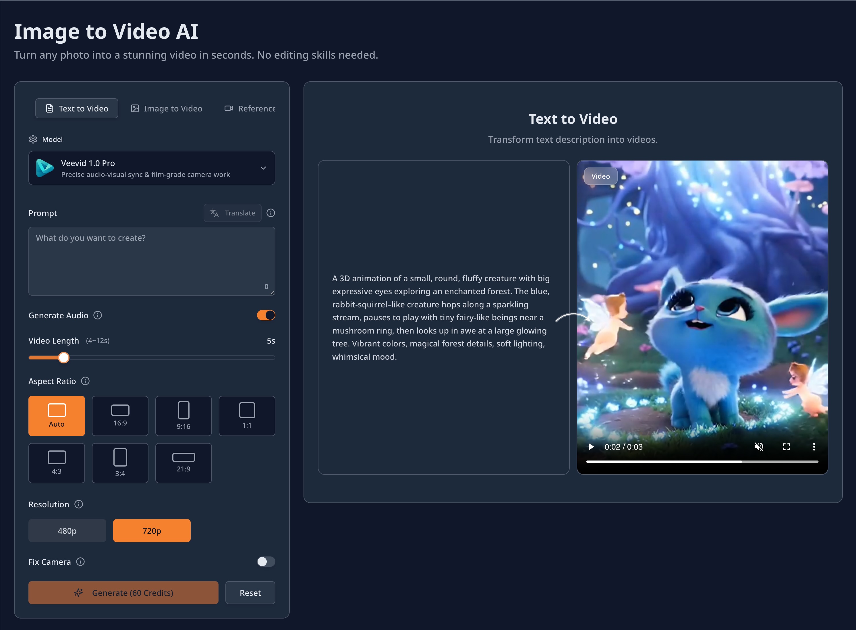 Screenshot of Veevid – AI Video Creation Made Simple - showing app interface and features