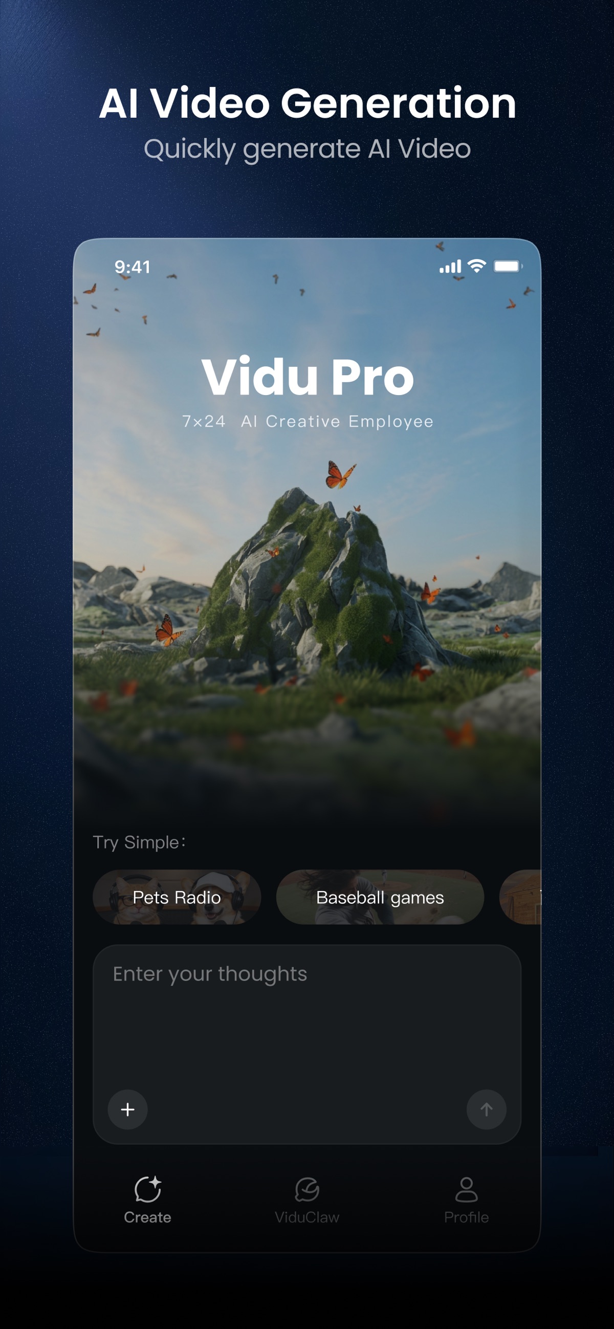 Screenshot of Vidu - showing app interface and features