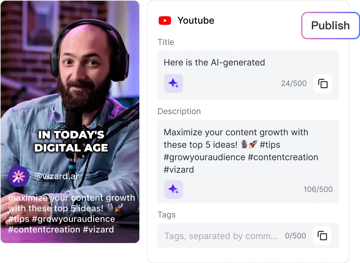 Screenshot of Vizard - showing app interface and features