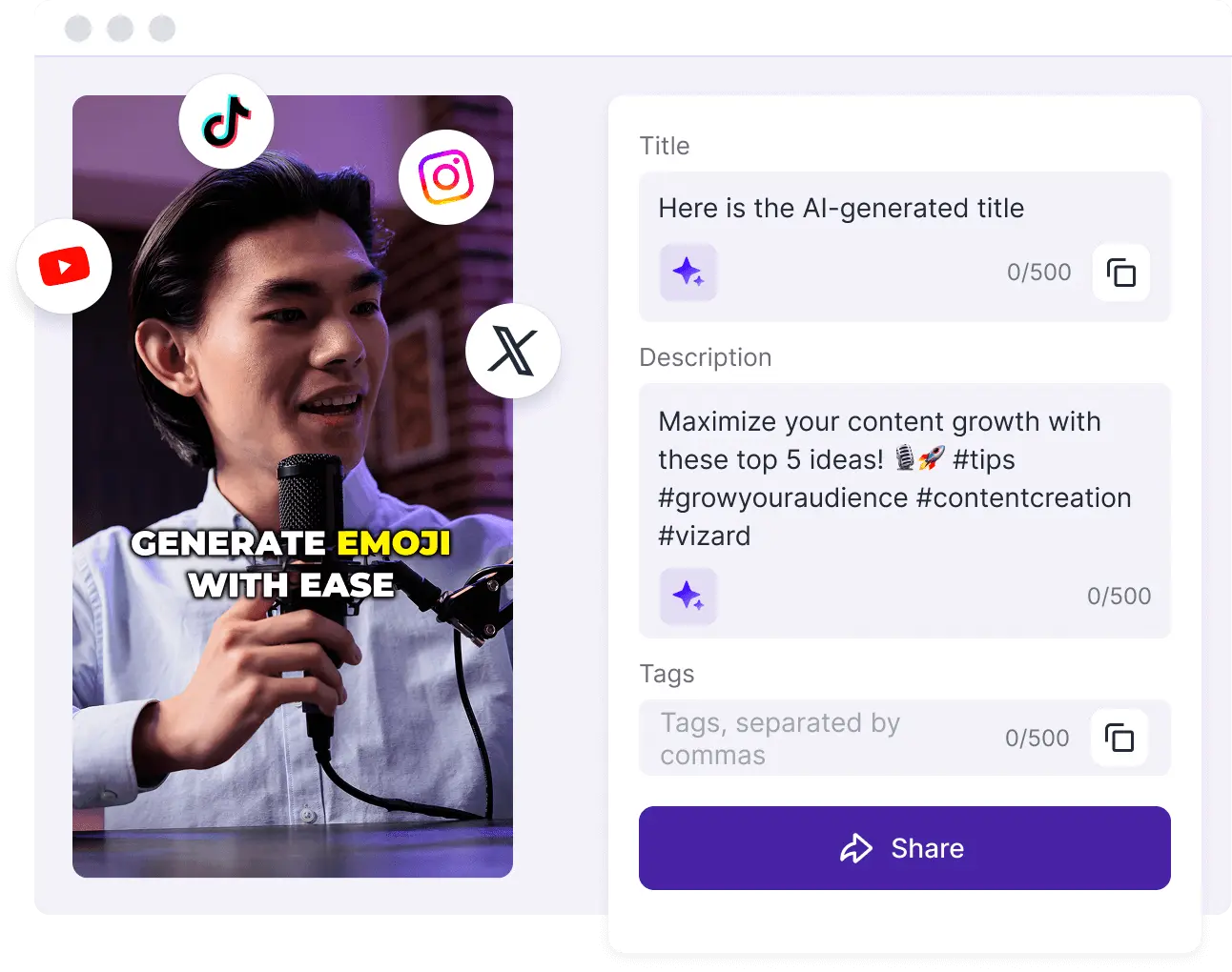 Screenshot of Vizard - showing app interface and features