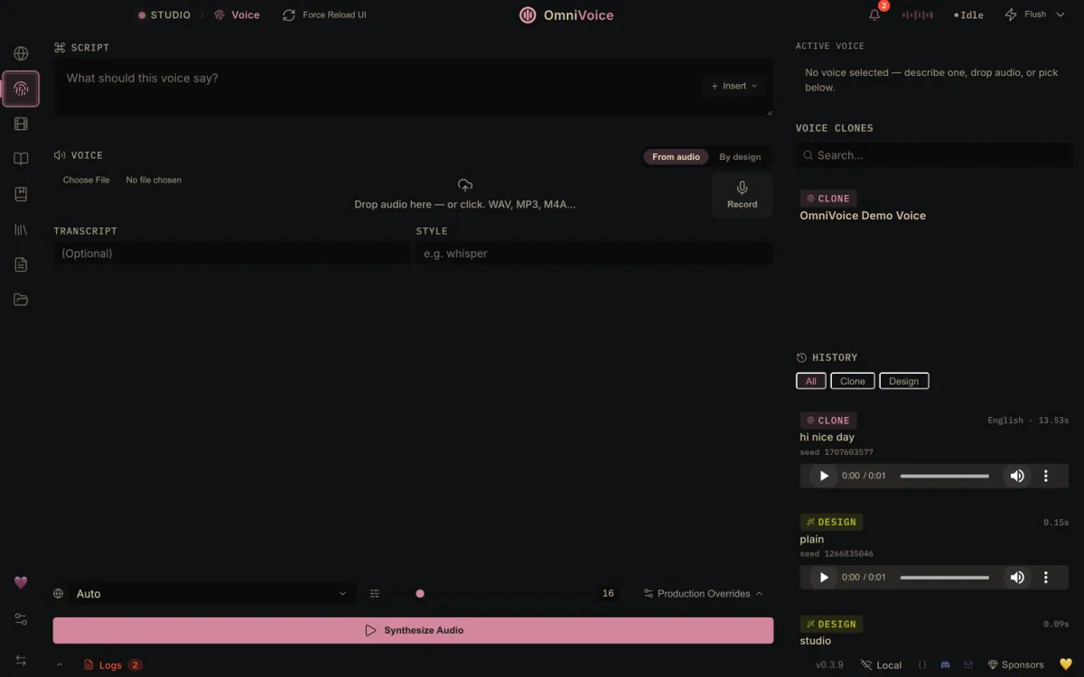 Screenshot of VoiceStudio - showing app interface and features