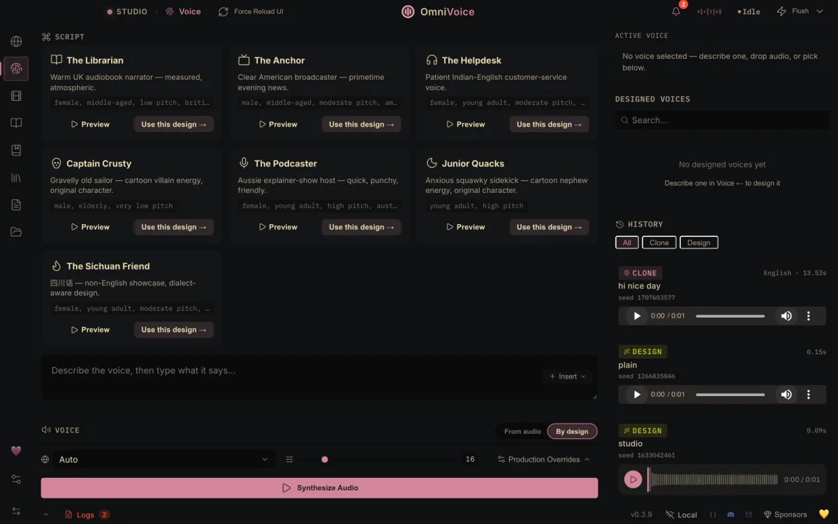 Screenshot of VoiceStudio - showing app interface and features