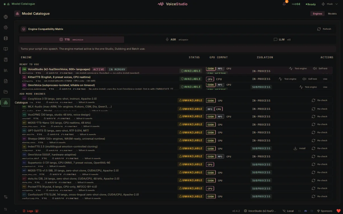 Screenshot of VoiceStudio - showing app interface and features