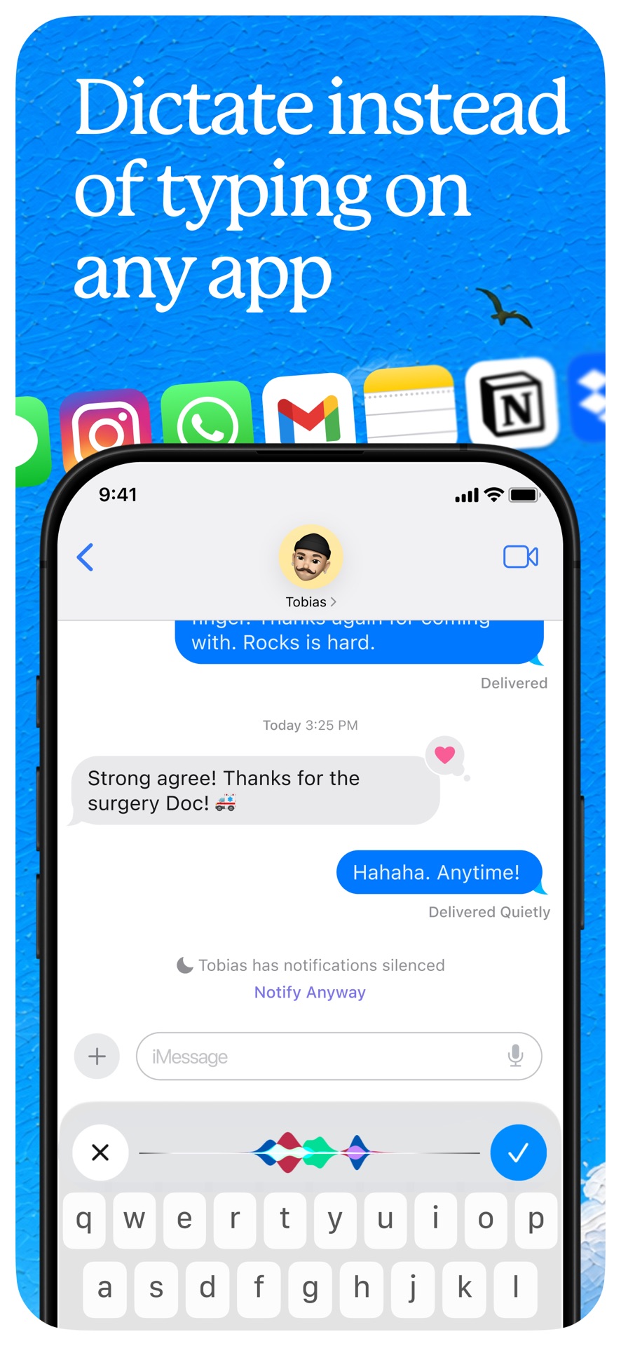 Screenshot of Voicenotes - showing app interface and features