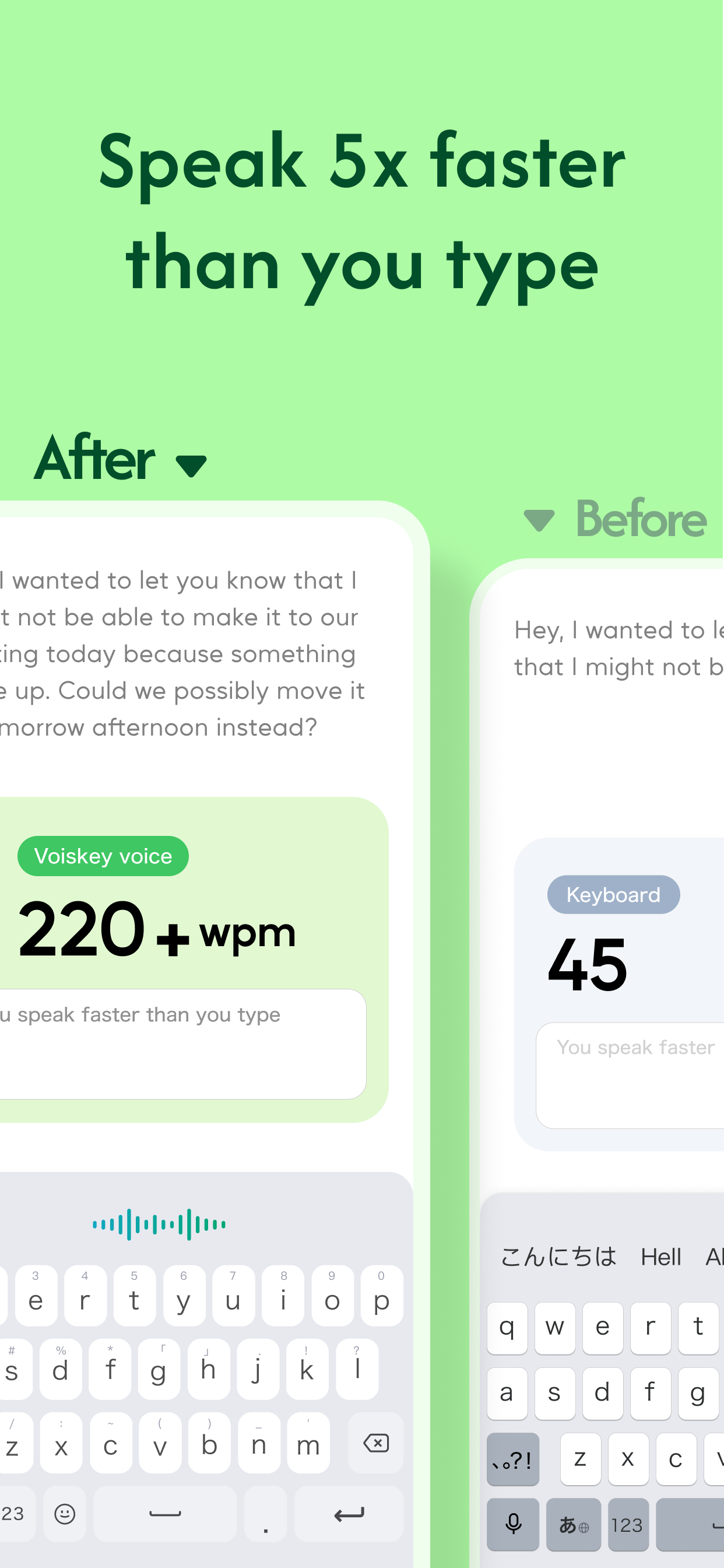 Screenshot of Voiskey - showing app interface and features