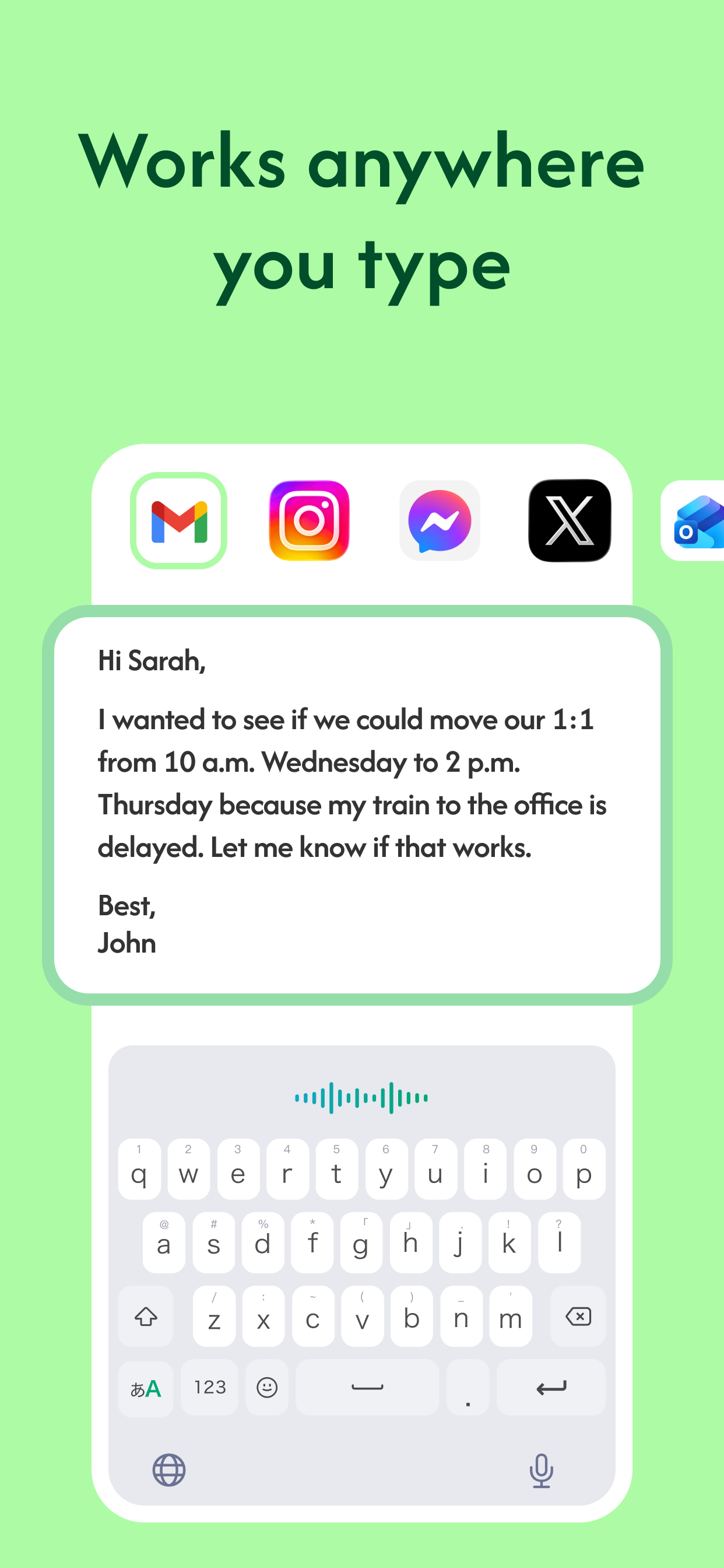 Screenshot of Voiskey - showing app interface and features