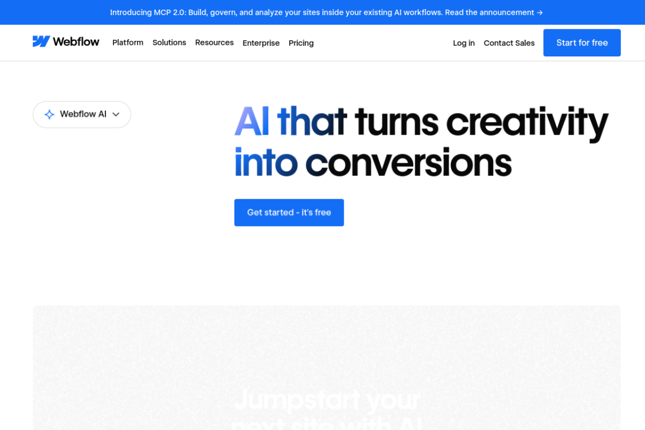 Screenshot of Webflow AI - showing app interface and features